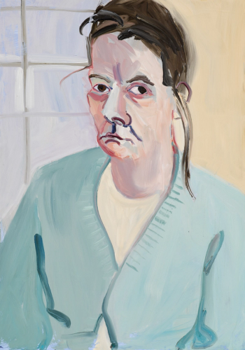 Self-Portrait in a Blue Cardigan