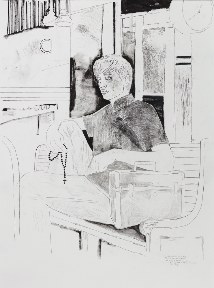 Conceptual Artist #14 (A formerly-sanctioned exorcist, he spends his weekends performing final rites at poorly reviewed exhibitions)