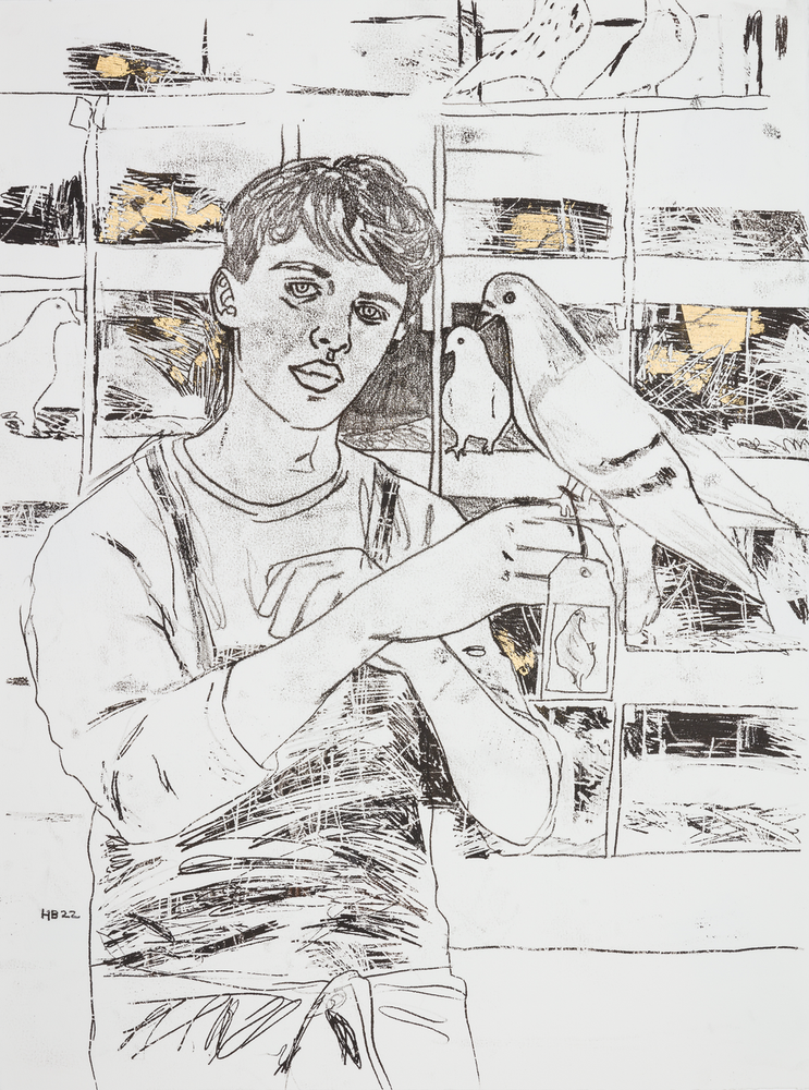 A pigeon portraitist, his subjects are trained to deliver the work themselves