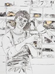 A pigeon portraitist, his subjects are trained to deliver the work themselves