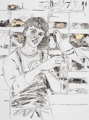 A pigeon portraitist, his subjects are trained to deliver the work themselves