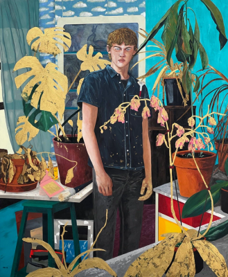 Conceptual Artist #5 (A budding gilder, his dying houseplants get the Midas touch)