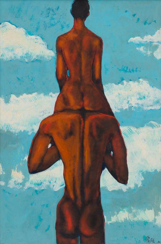 Woman on Man's Shoulders