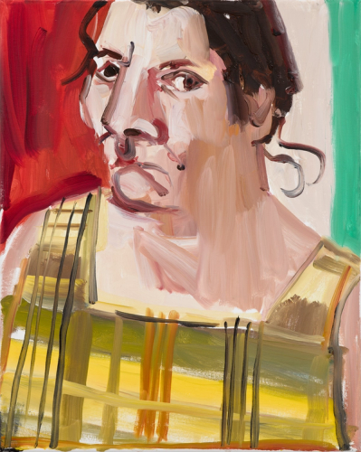 Self-Portrait in a yellow checked sundress