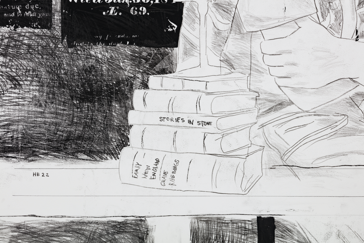 Conceptual Artist #6 (By combining different grave rubbings he invents lives that never existed)