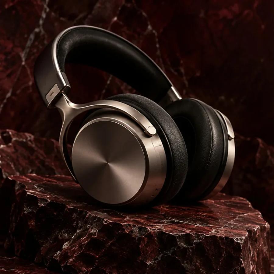 Premium headphones in a polished product composition