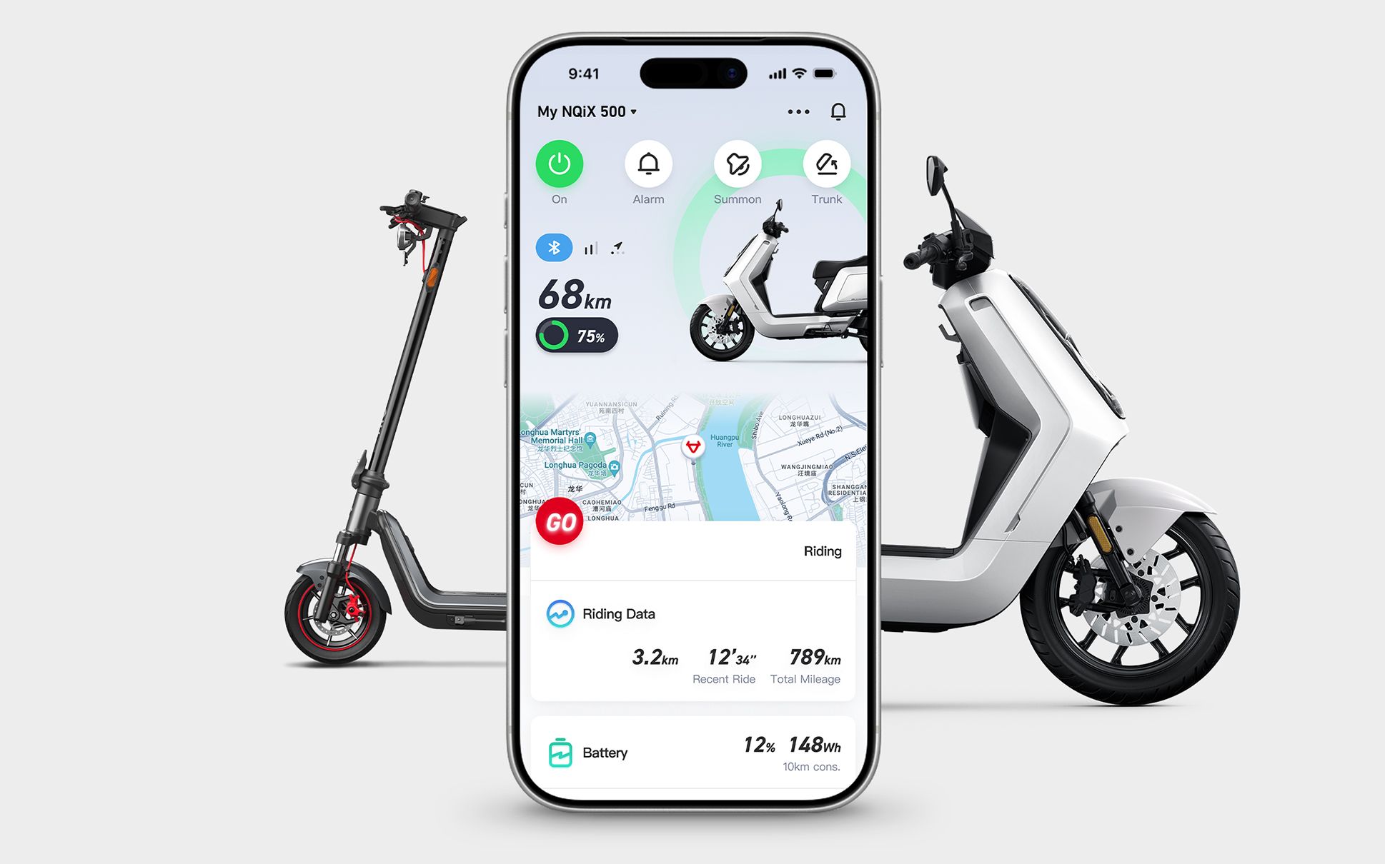 NIU App &mdash; smartphone cockpit with real-time anti-theft and GPS tracking