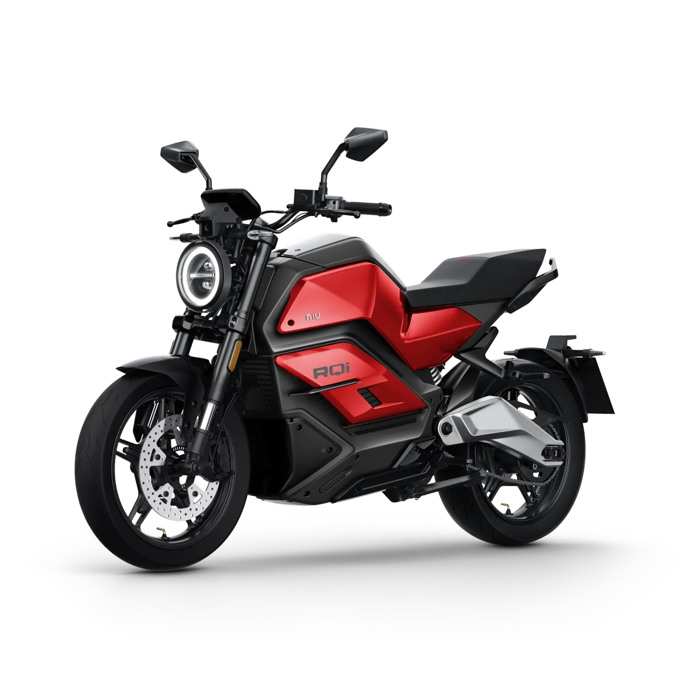 NIU RQi Sport en rojo, vista tres cuartos delantera