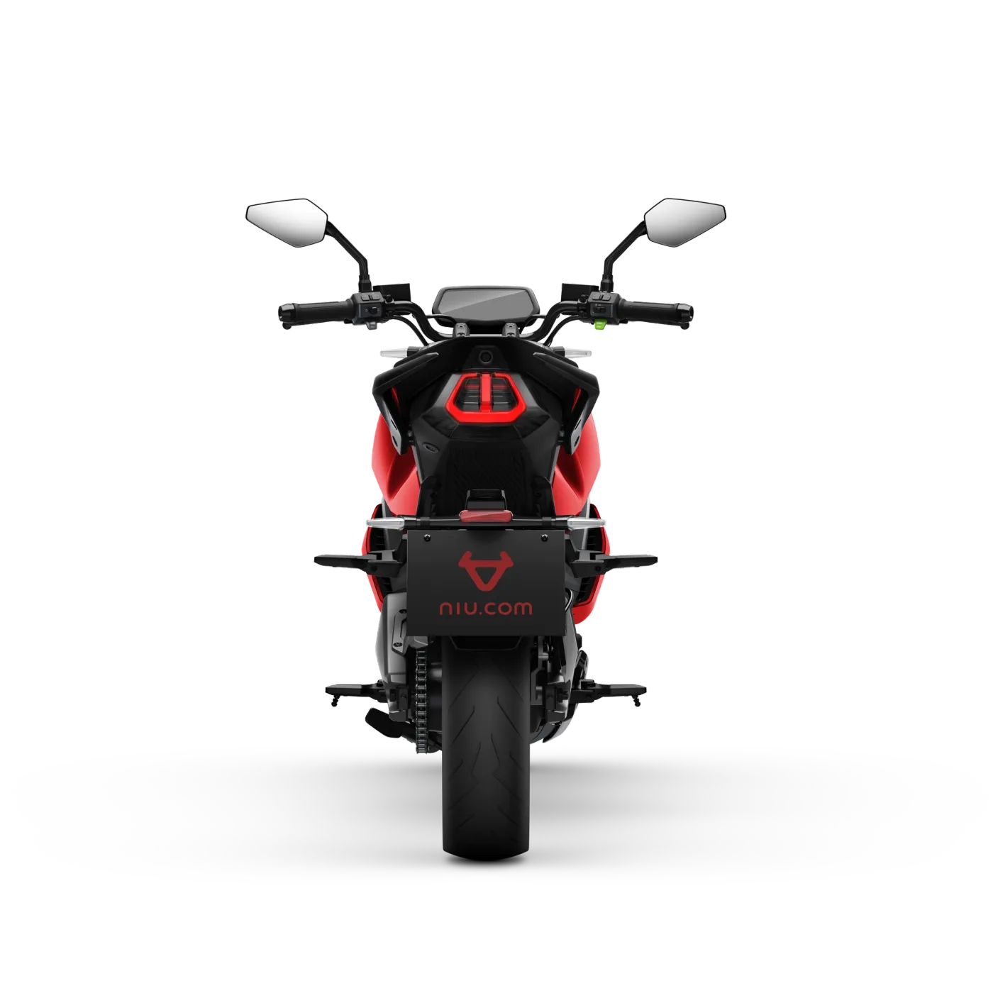NIU RQi Sport en rojo, vista trasera