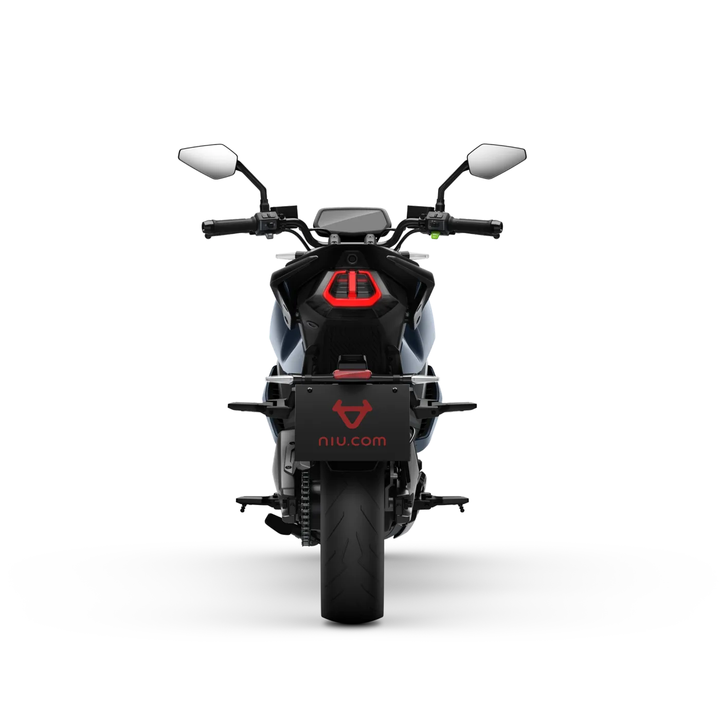 NIU RQi Sport en azul, vista trasera
