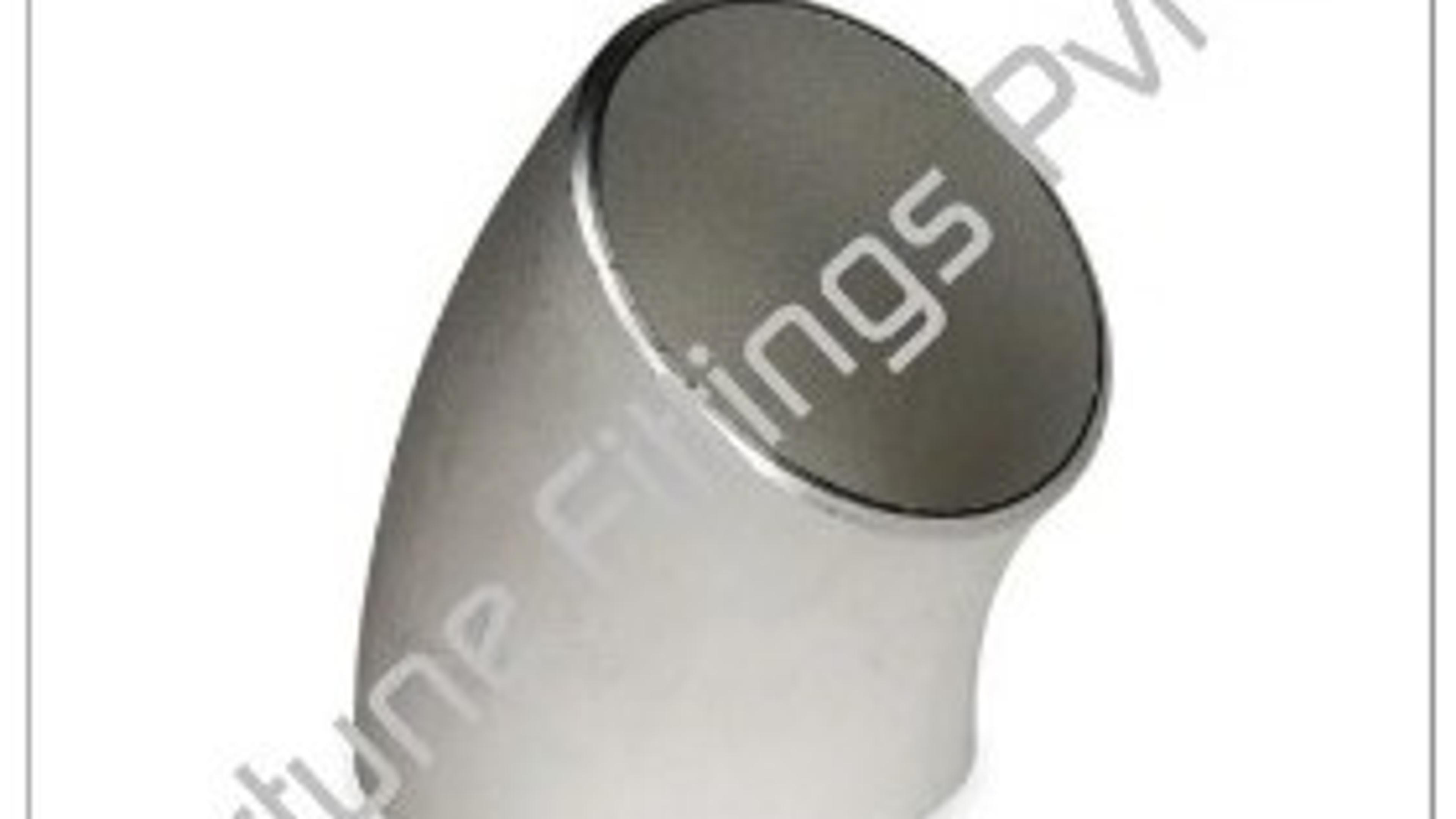 A 90 degree buttweld elbow with bevelled weld ends