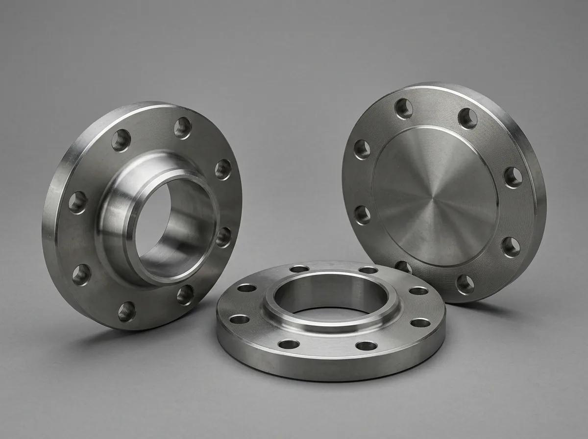 A group of forged steel flanges in several types and sizes