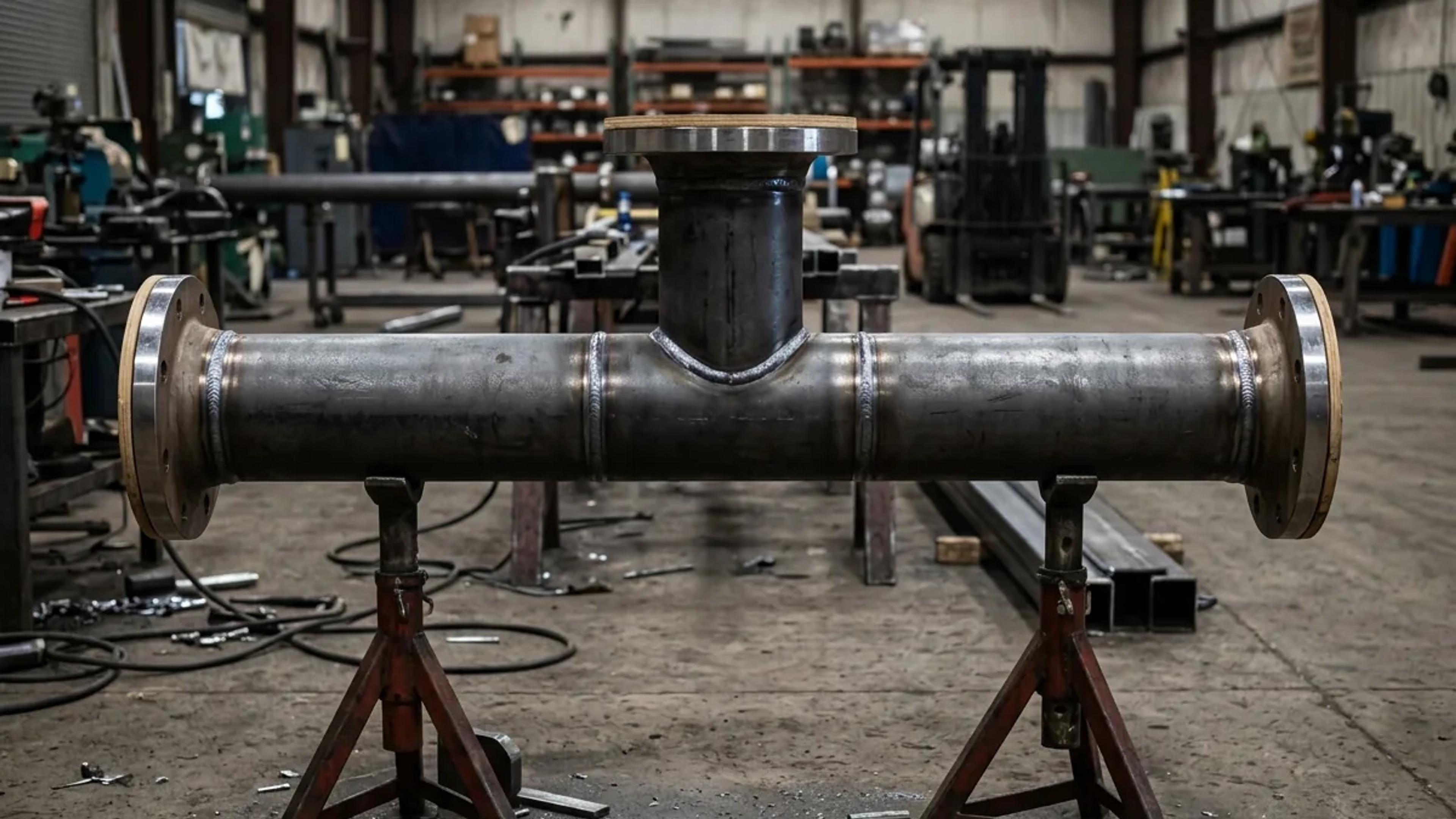 A fabricated pipe spool with flanges and elbows