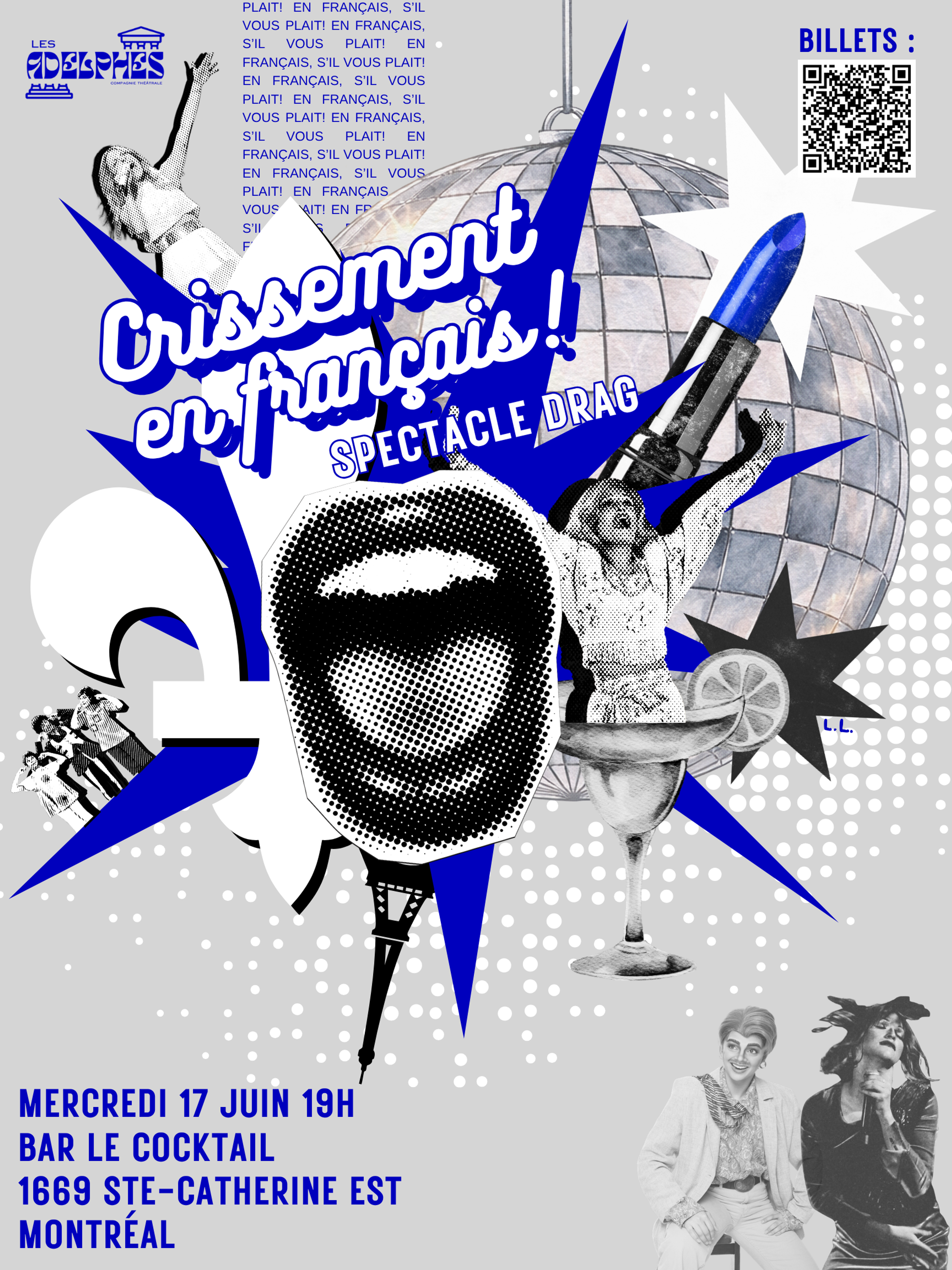 Affiche de Spectacle drag « Crissement en français »