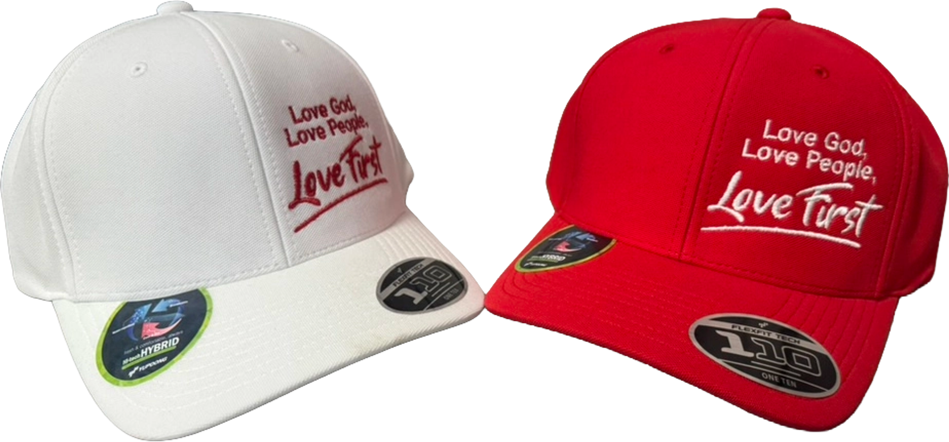 Red and White Love God, Love People, Love first hat