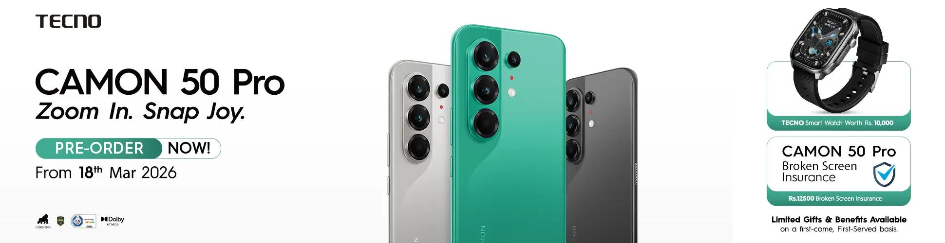 TECNO CAMON 50 Pro: Pre-Orders Open in Pakistan with Free Smartwatch & E-Bike Lucky Draw