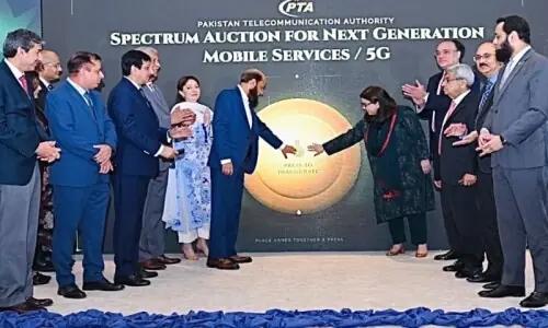 Shehbaz Sharif speaking at 5G spectrum licence event in Islamabad, highlighting Pakistan’s entry into the 5G era