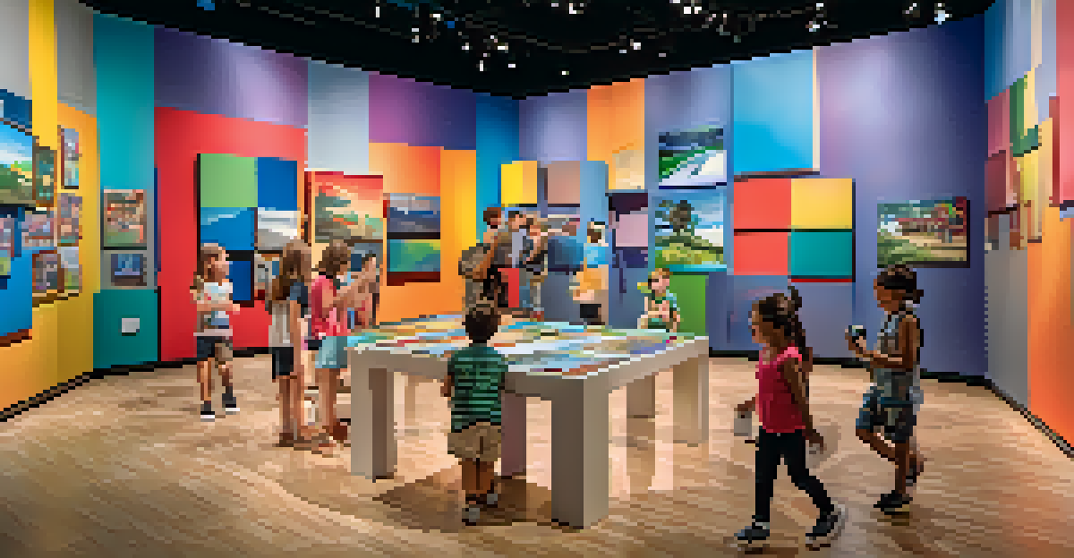 Children interacting with a playful photography exhibit at The Strong Museum, surrounded by colorful displays.