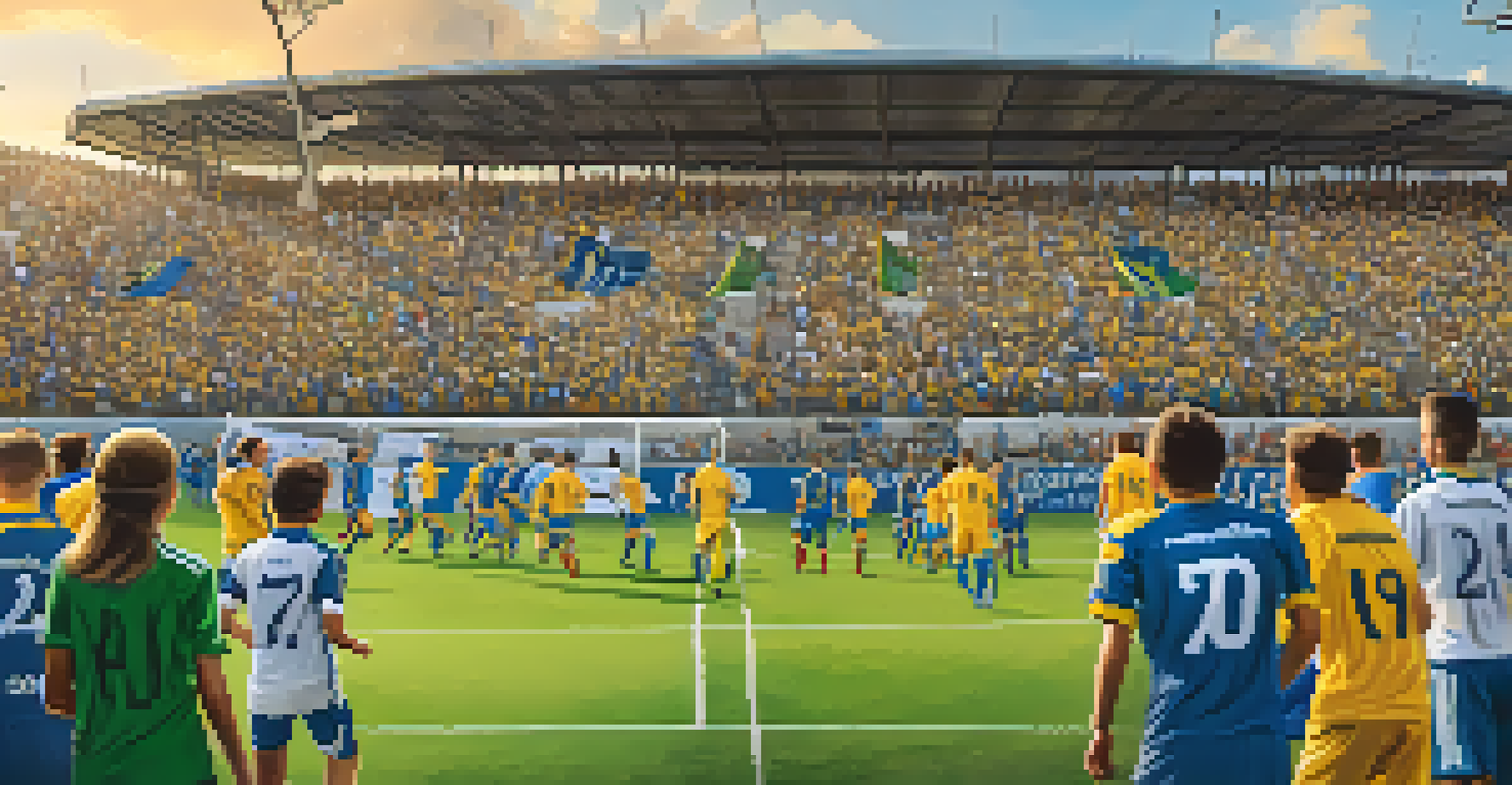 A soccer game at Capelli Sport Stadium with fans cheering, players in action, and a bright sunny day.