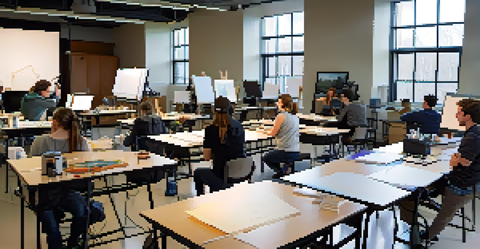 A photography classroom at the Rochester Institute of Technology with students engaged in a hands-on workshop, illuminated by natural light.