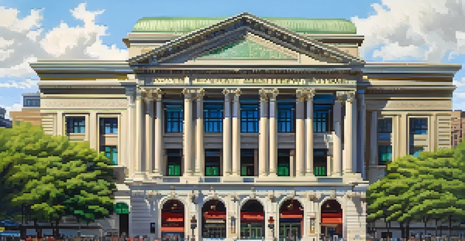 The Eastman Theatre's ornate façade surrounded by trees on a sunny day, showcasing its architectural beauty.