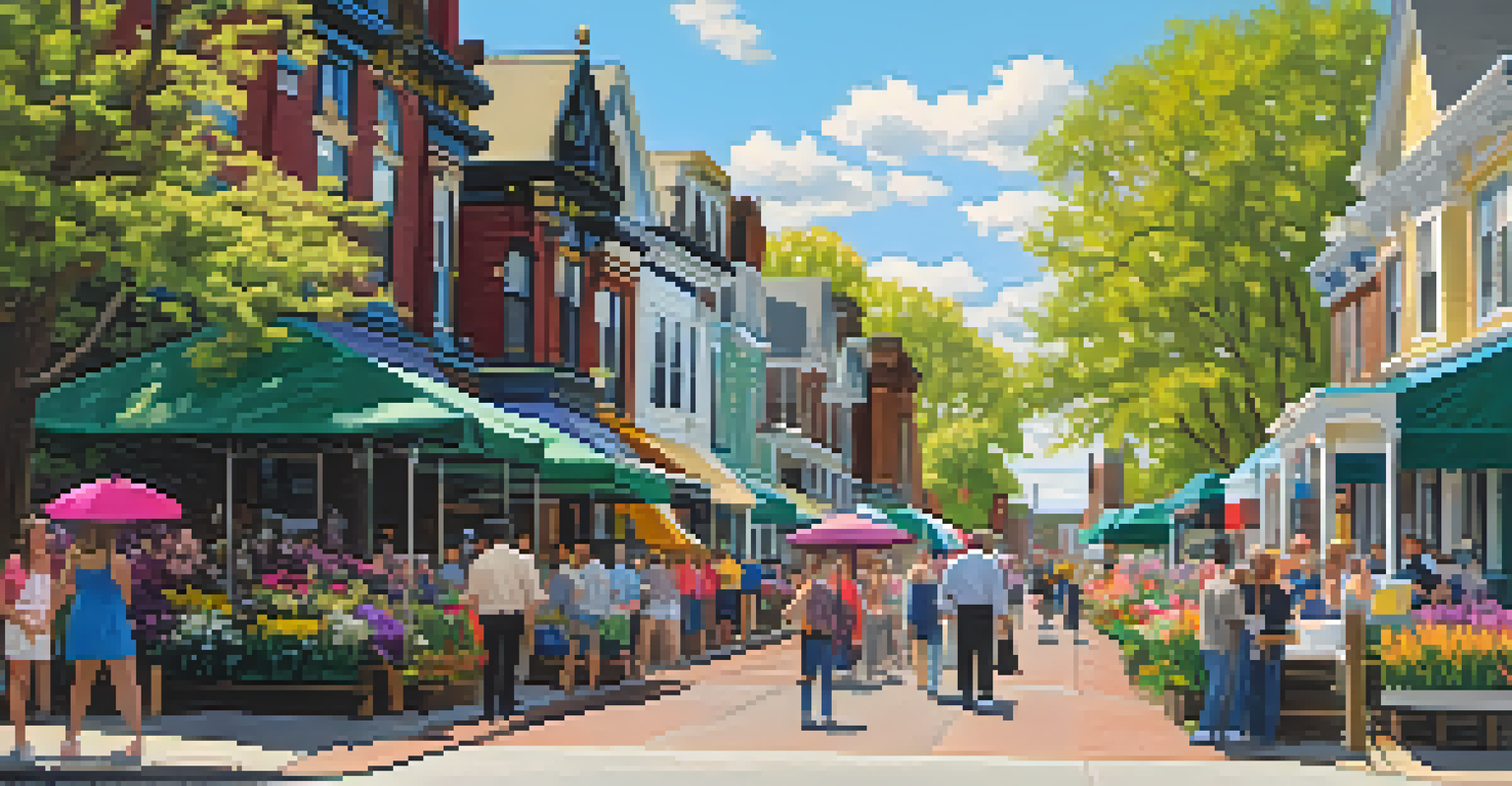 A lively street festival in the Corn Hill neighborhood, with Victorian homes and colorful decorations.