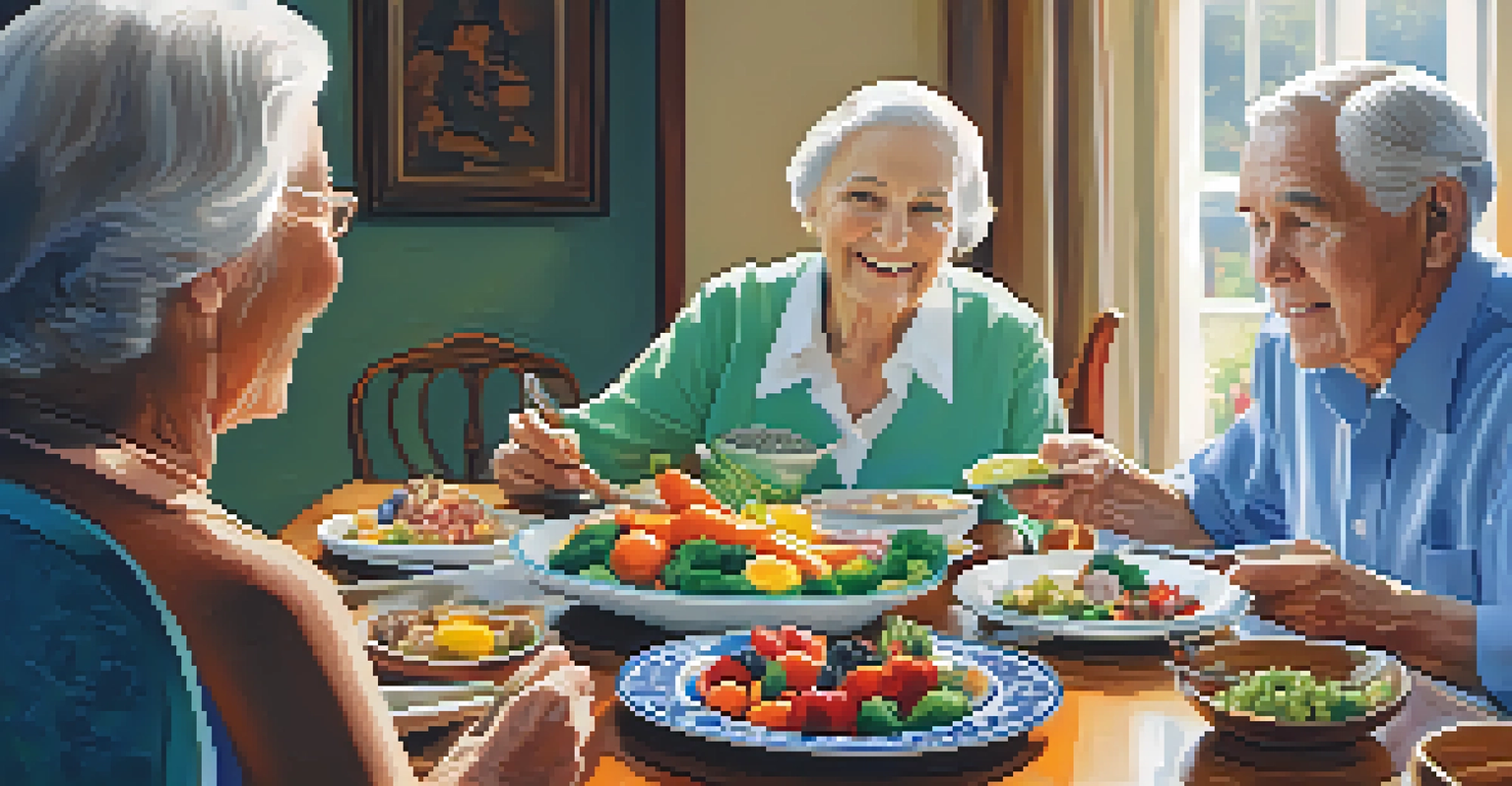 A nutritious meal served to a senior at a dining table, emphasizing the importance of healthy eating.
