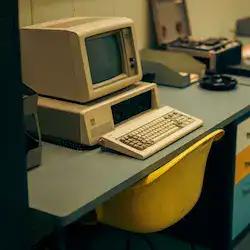 Old computer reminiscent of the Internet Cafe era.