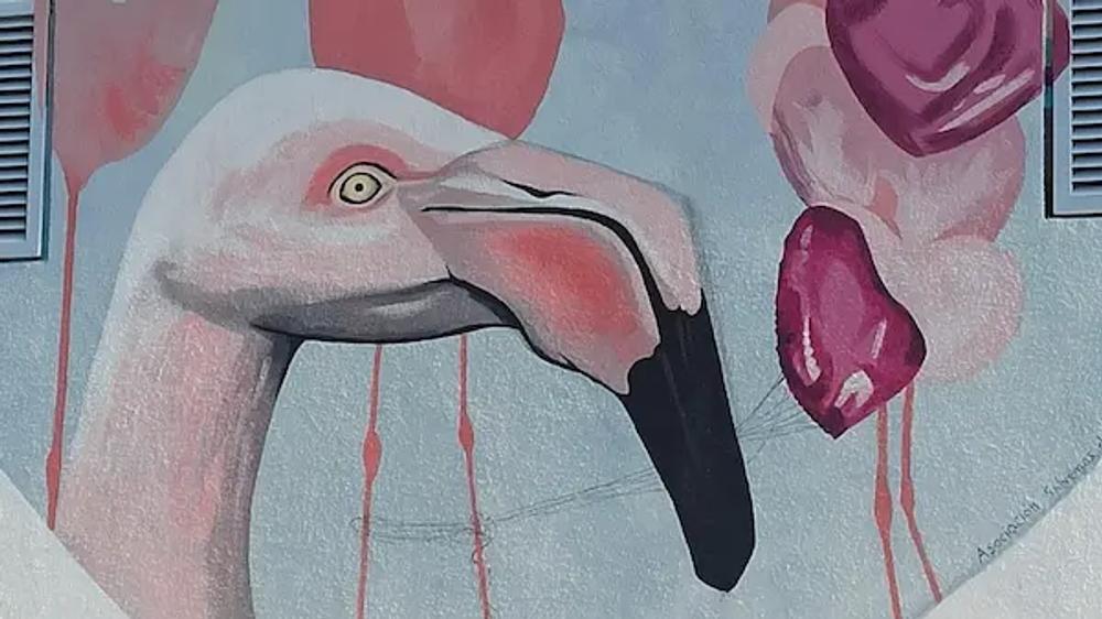 Street art of Flamencos on a wall