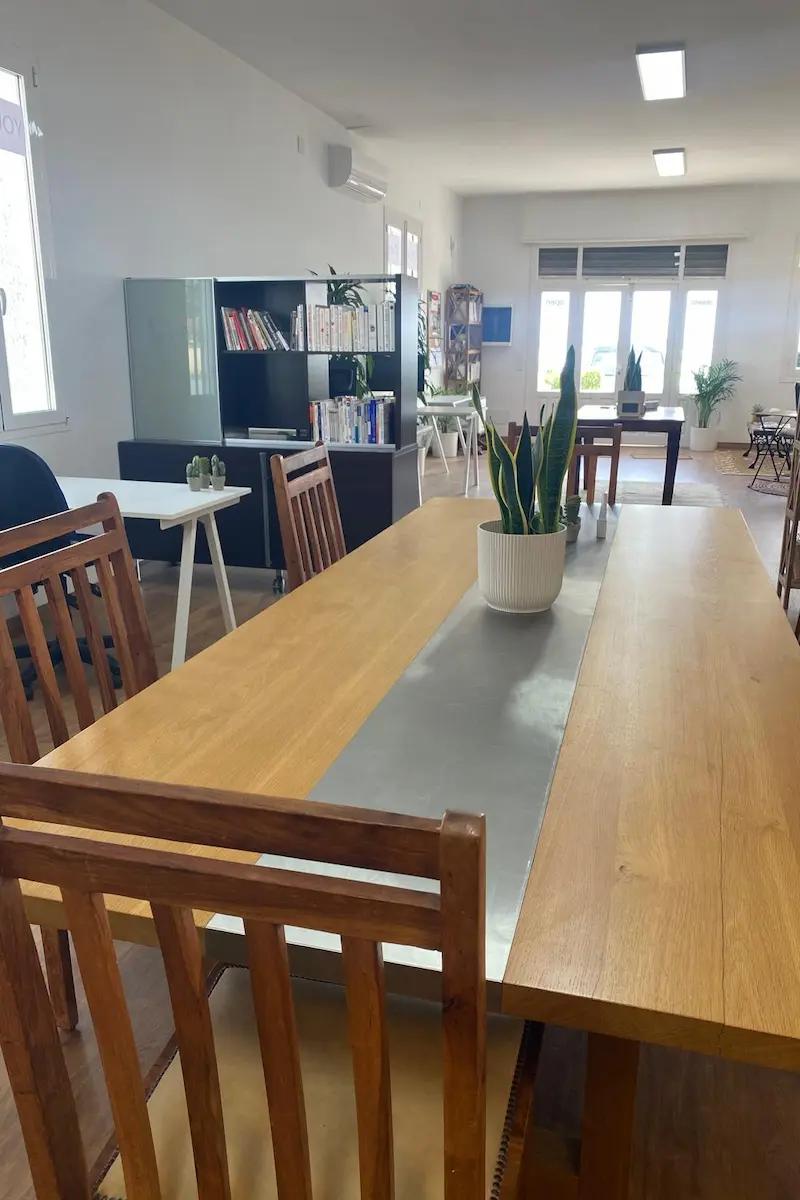 A large shared table at DeskSpace