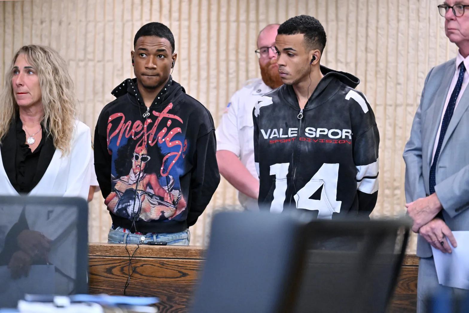D’Angelo Caraballo, 25, left, and Sneider Mejia, 23, right, were arraigned and held without bail Wednesday. Josh Reynolds/New York Post, Pool