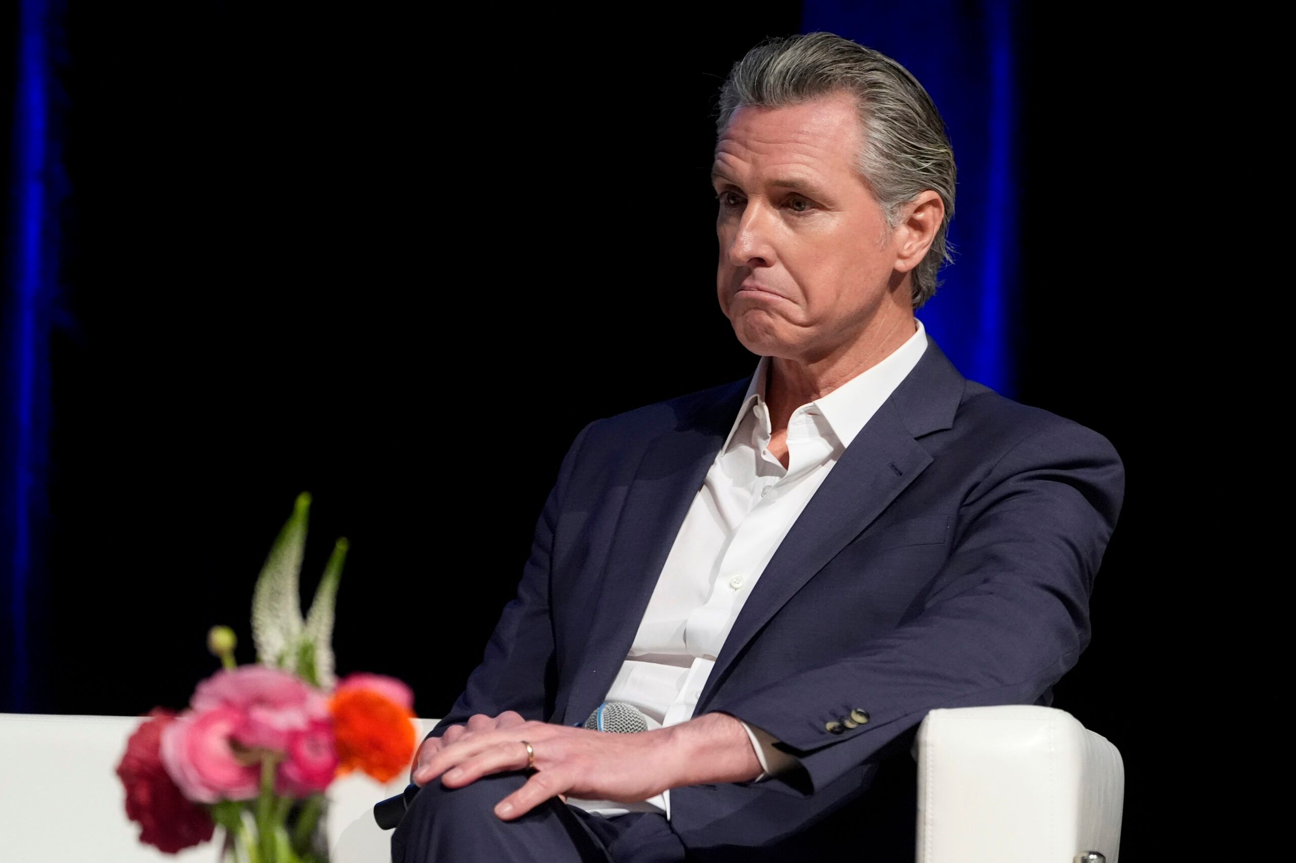 California Gov. Gavin Newsom at a fireside chat in Los Angeles