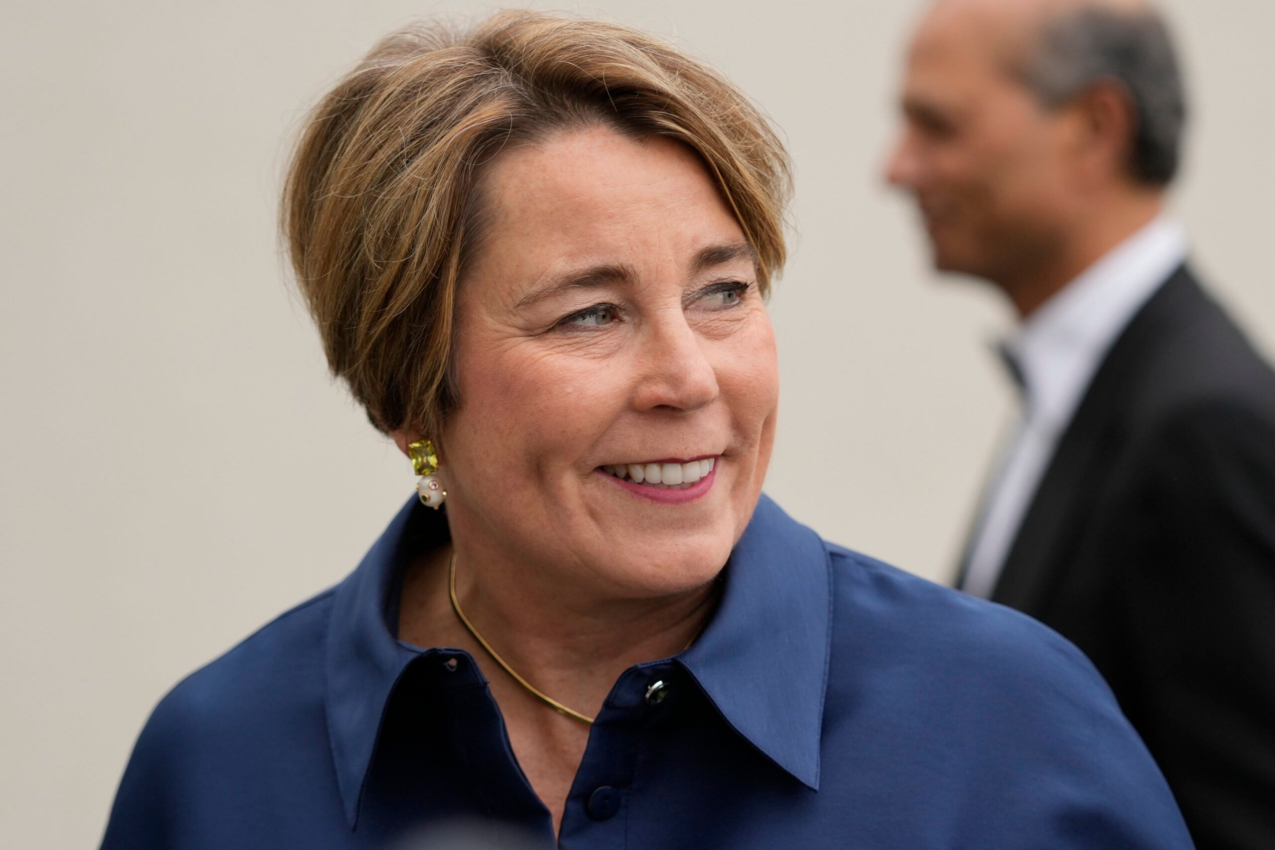 Massachusetts Gov. Maura Healey arriving at the JFK Library