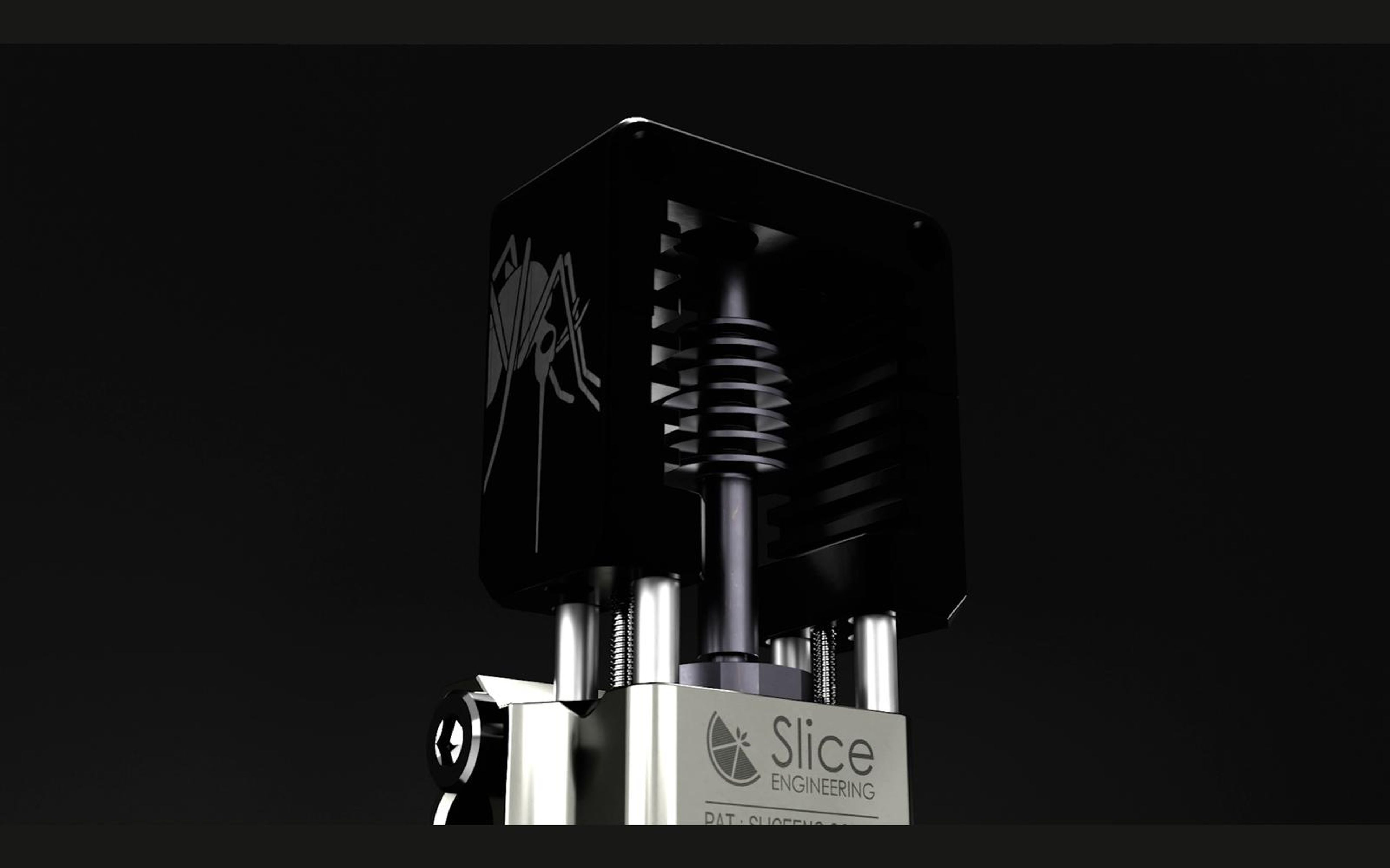 Black hotend assembly with the Slice badge
