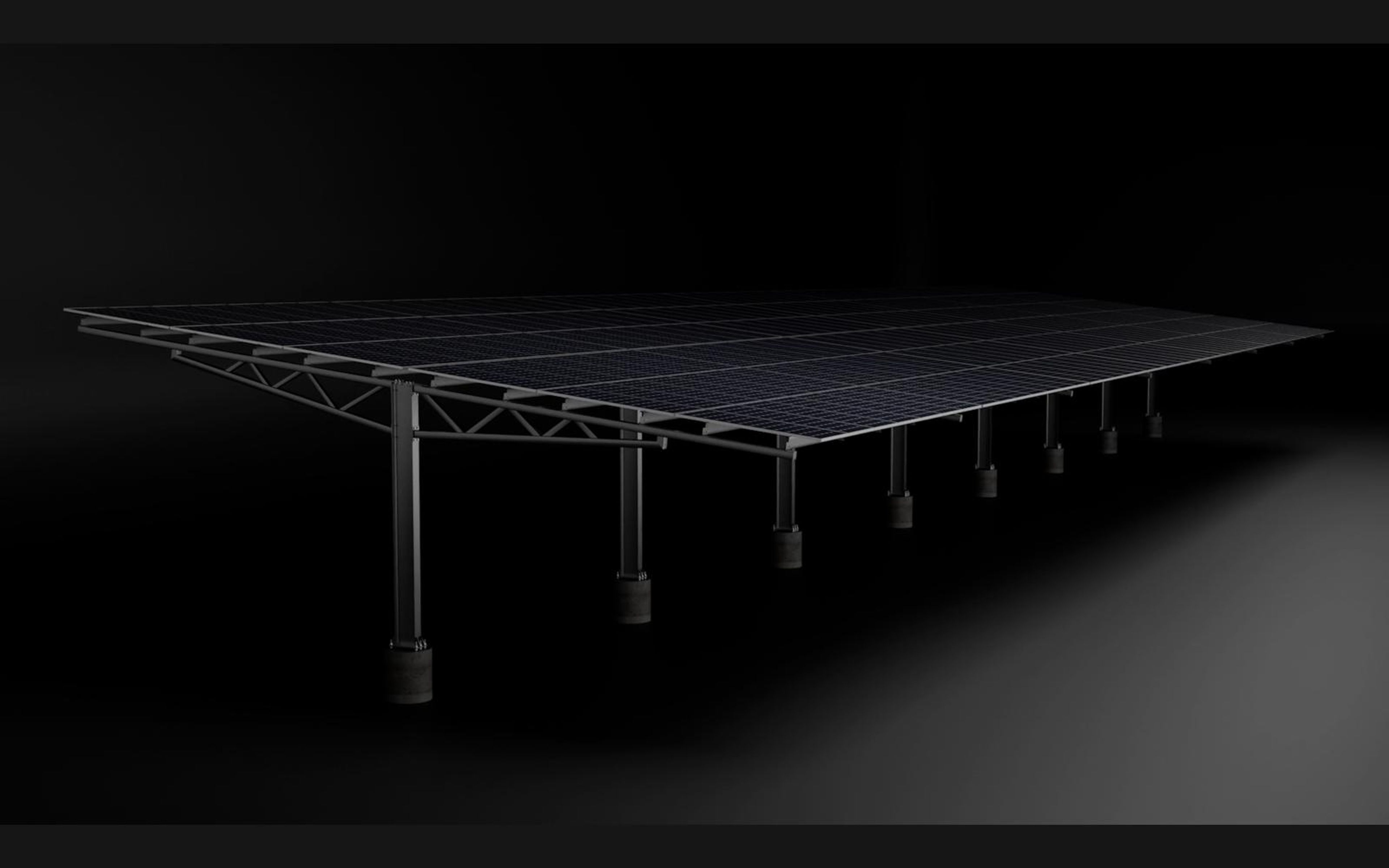 Long carport canopy in a dark studio render