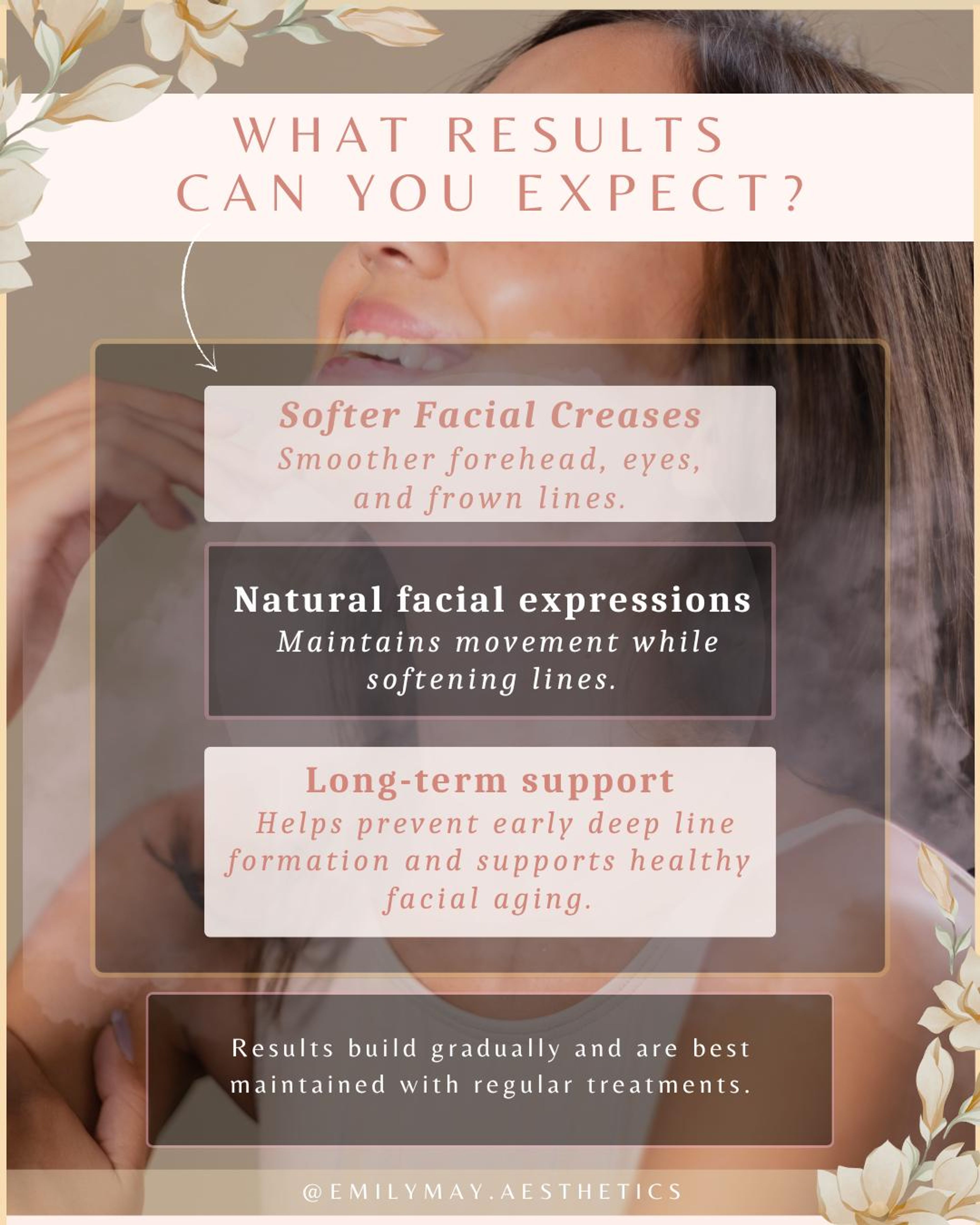 Anti-wrinkle slide listing the results to expect