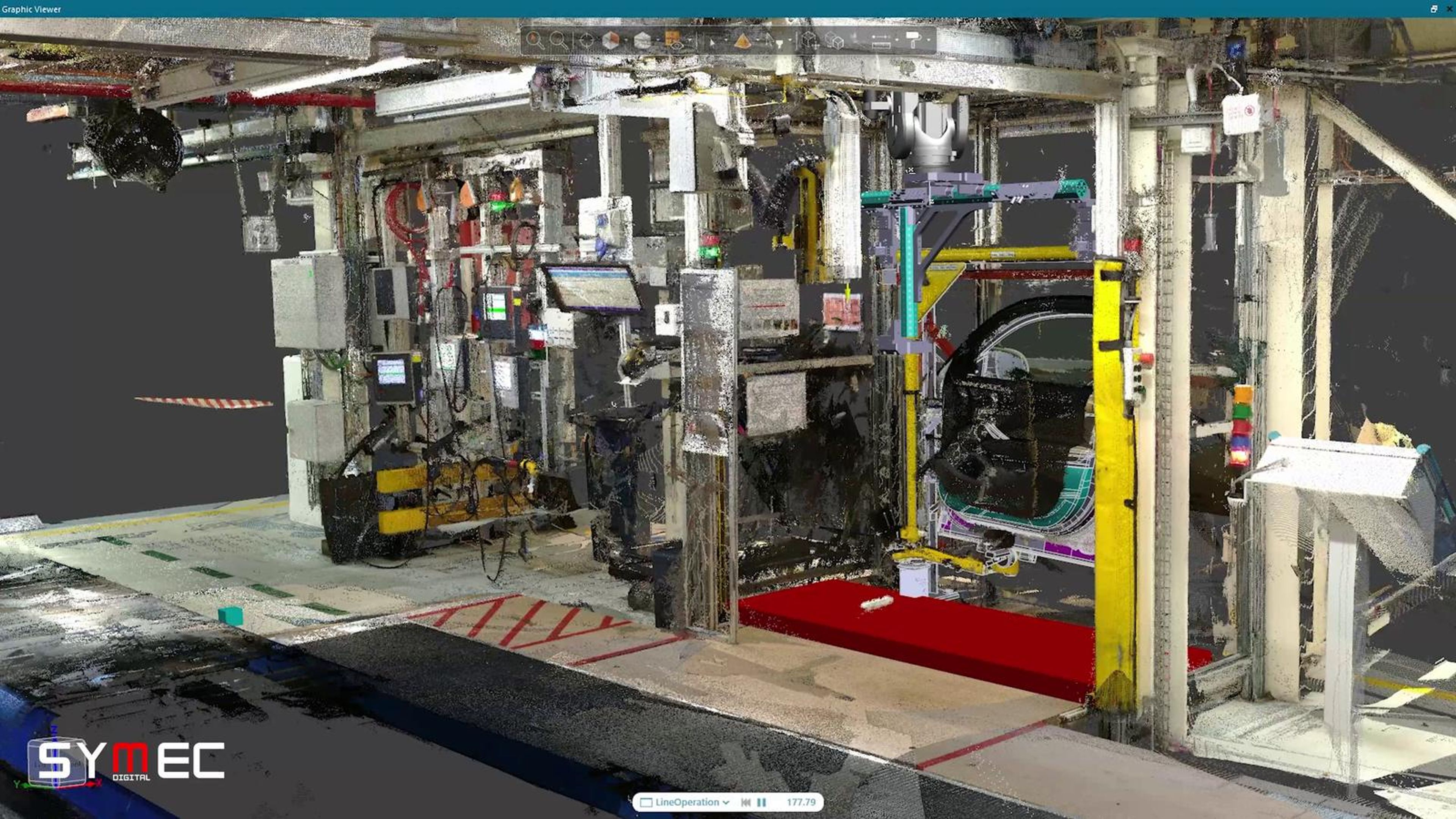 Simulation interface beside a robot cell