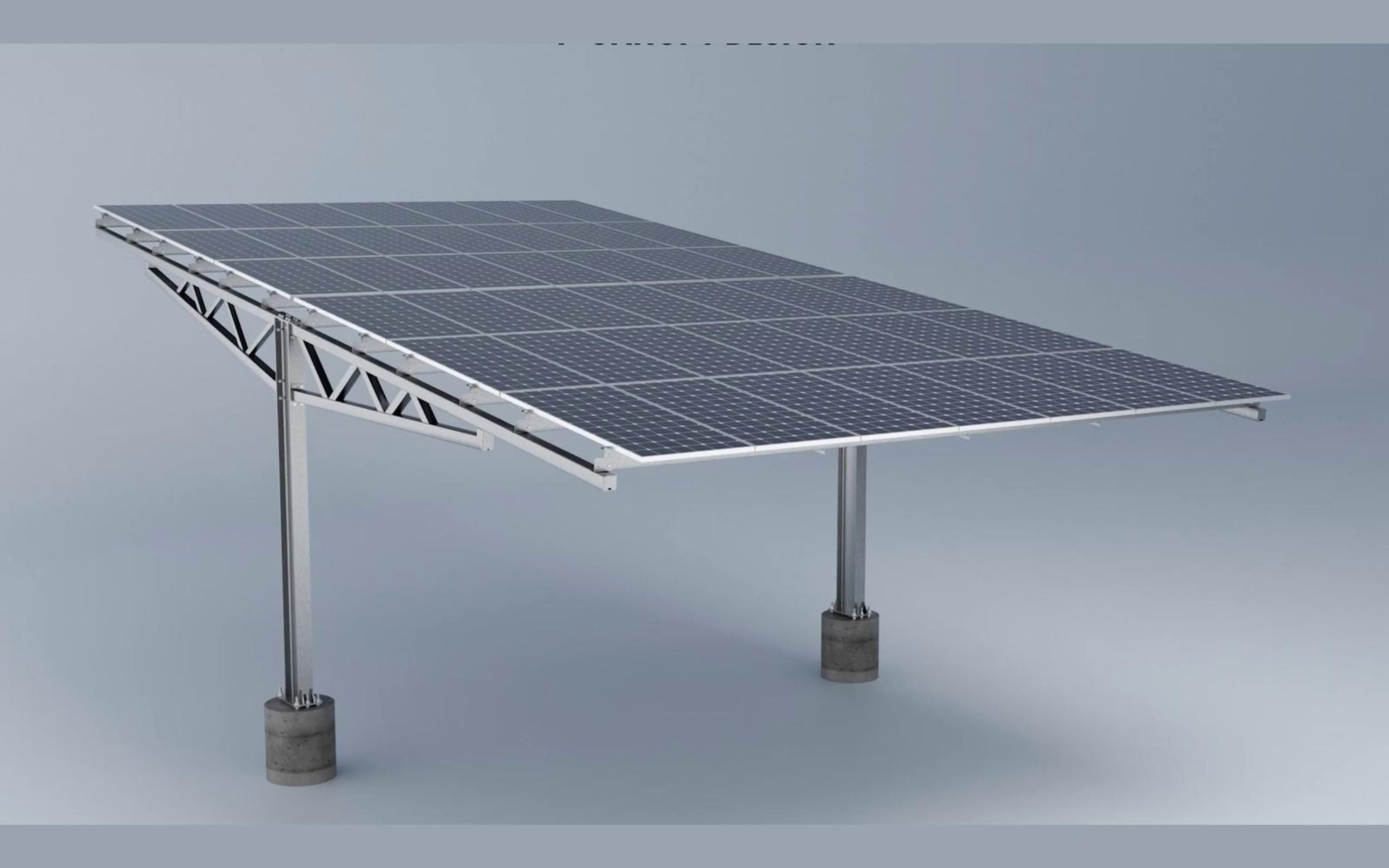 V-canopy carport design in grey steel with a solar roof