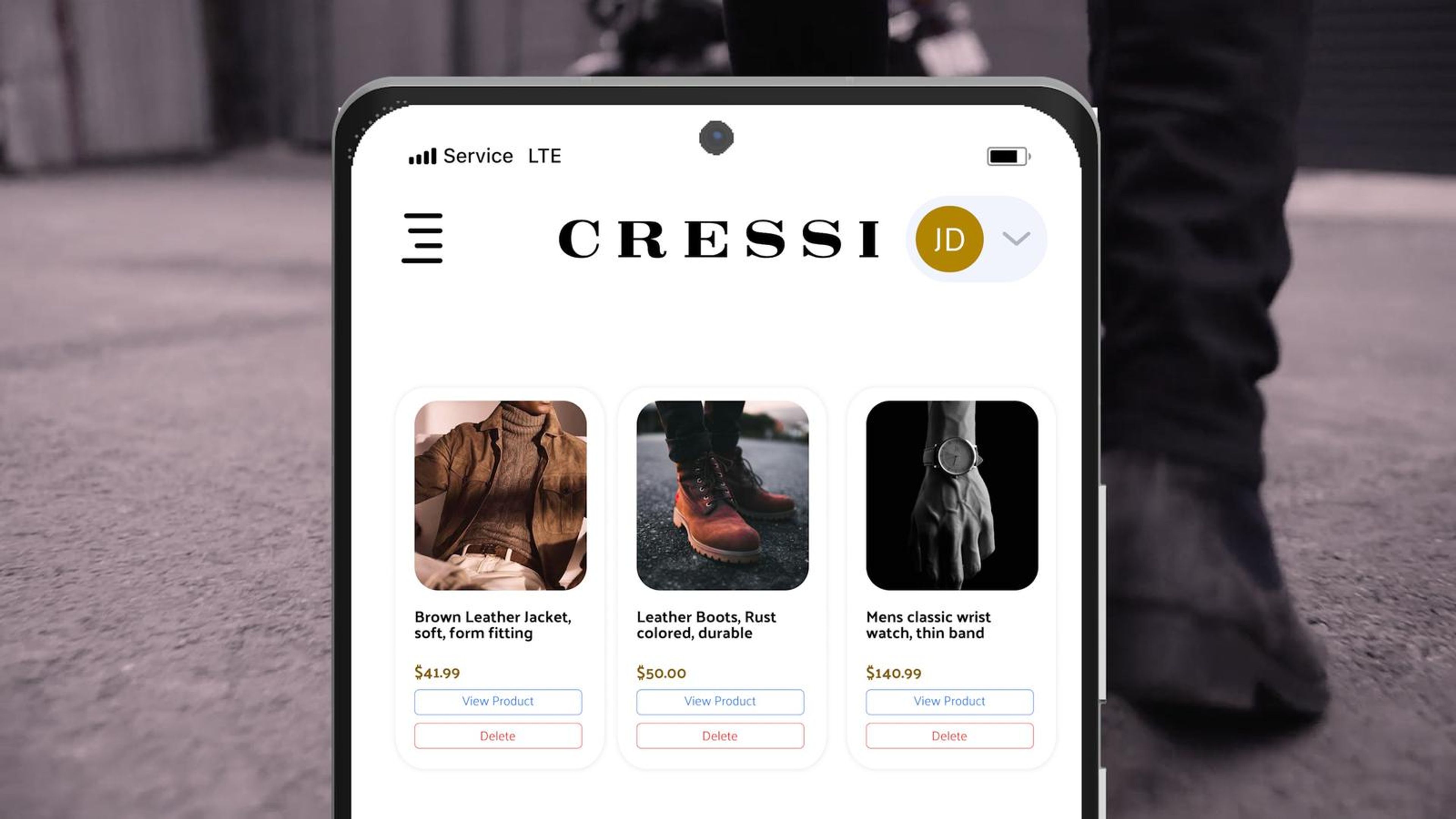 CRESSI product recommendations on a phone against a dark pavement