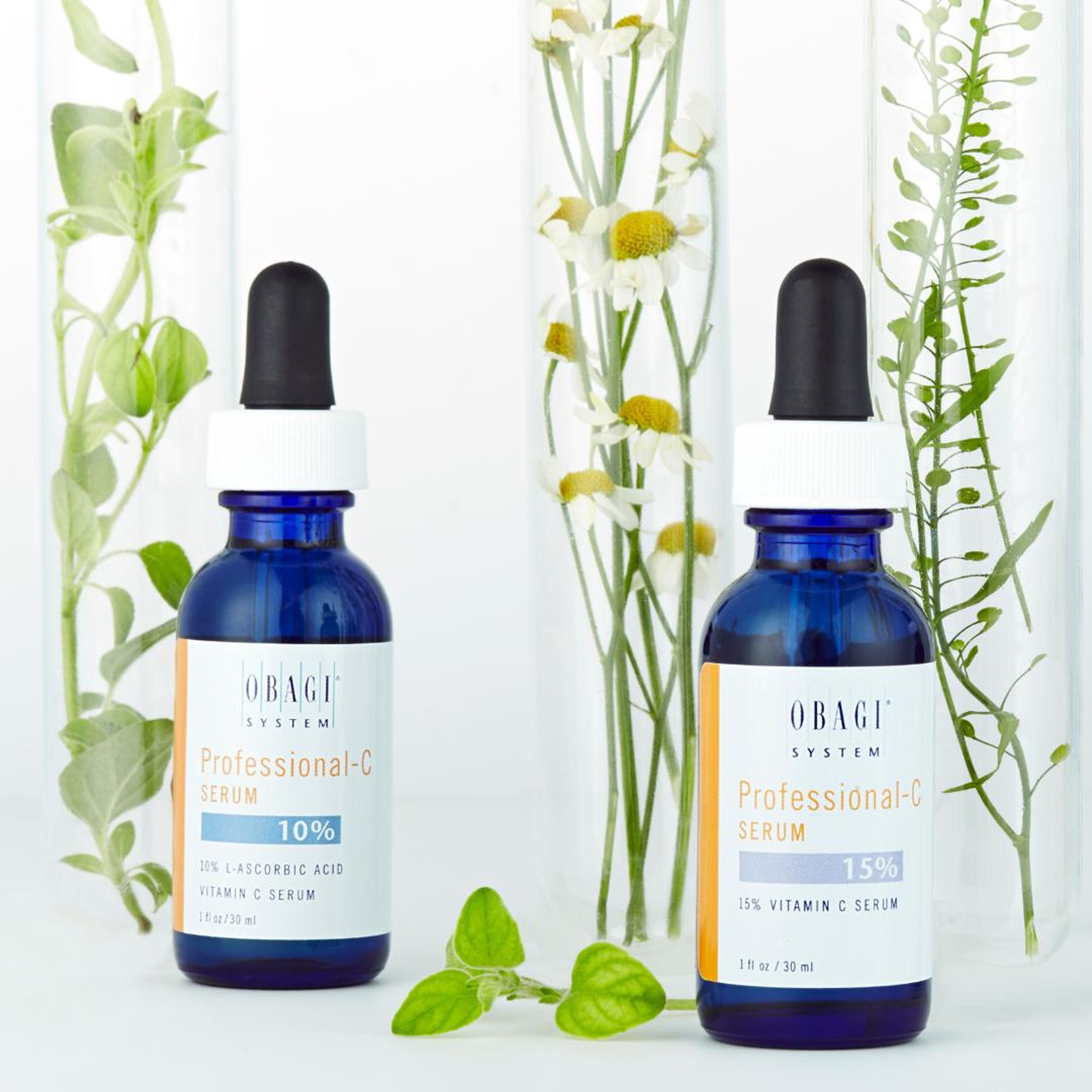Obagi Professional-C serum post on a botanical background