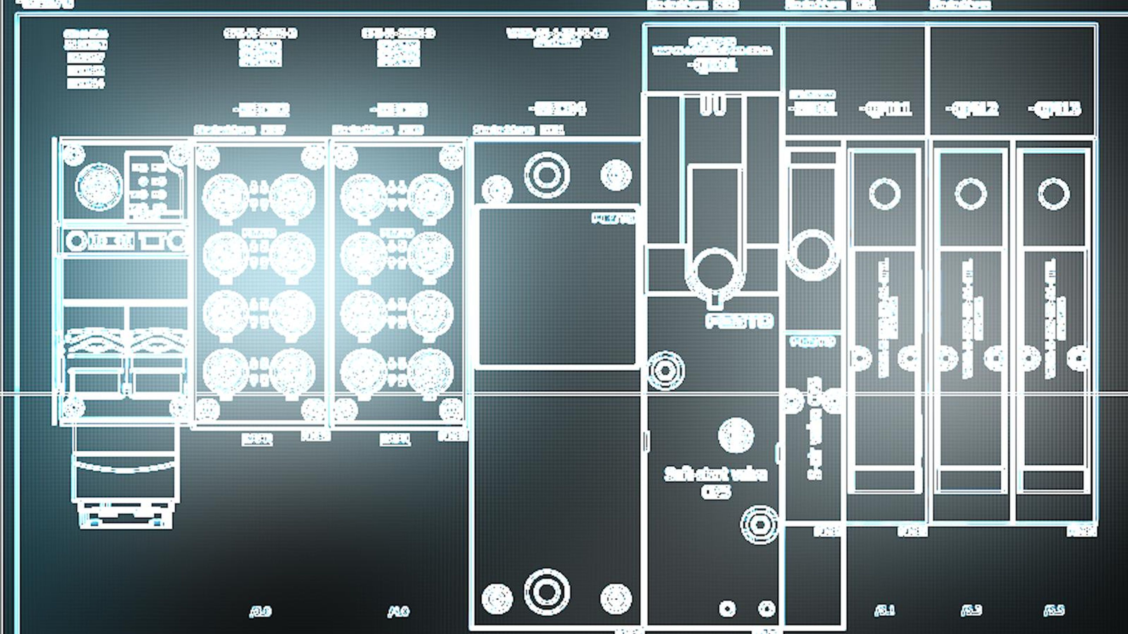 Glowing control panel line drawing with a soft vignette