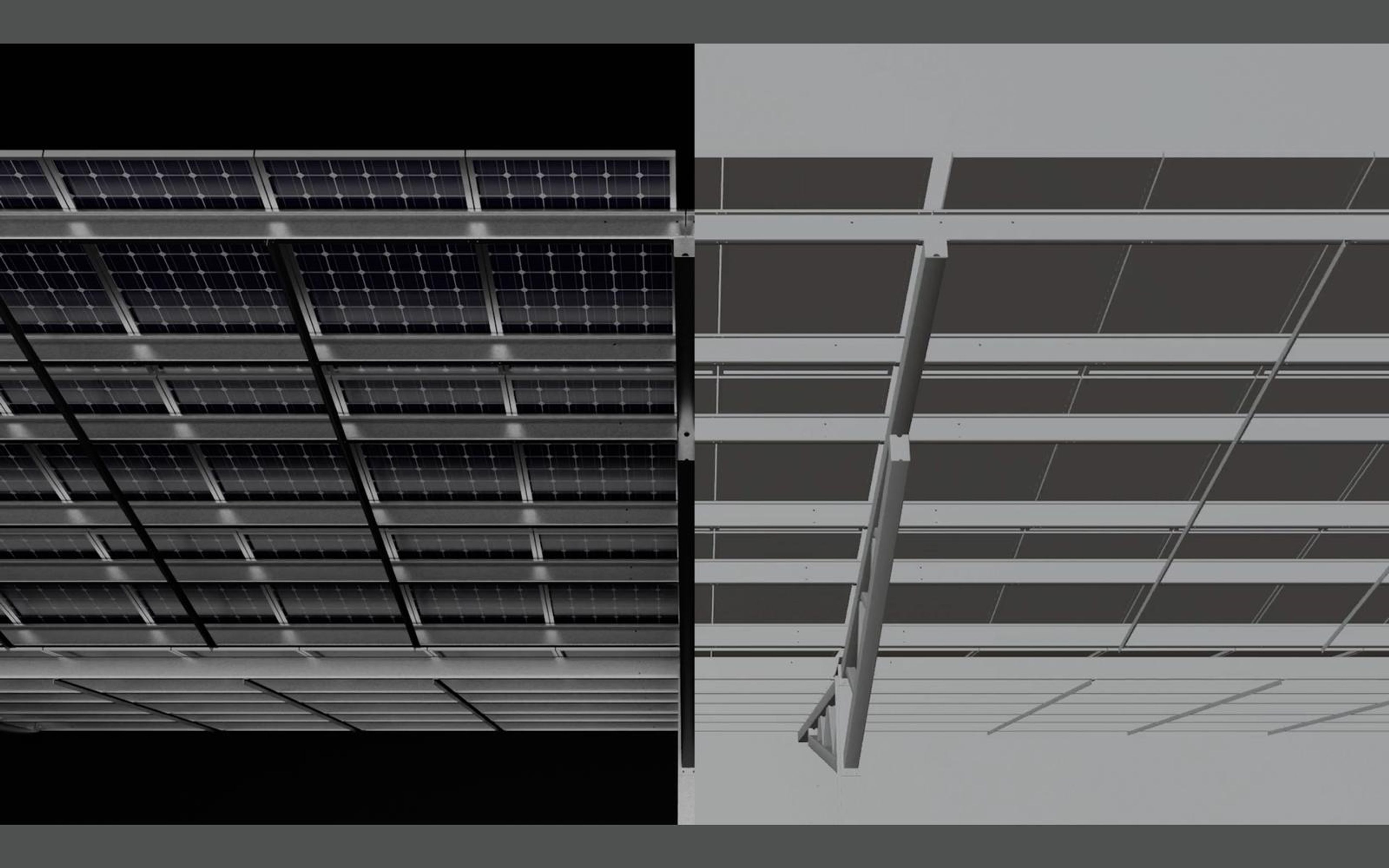 Wipe between finished and clay renders of the canopy underside