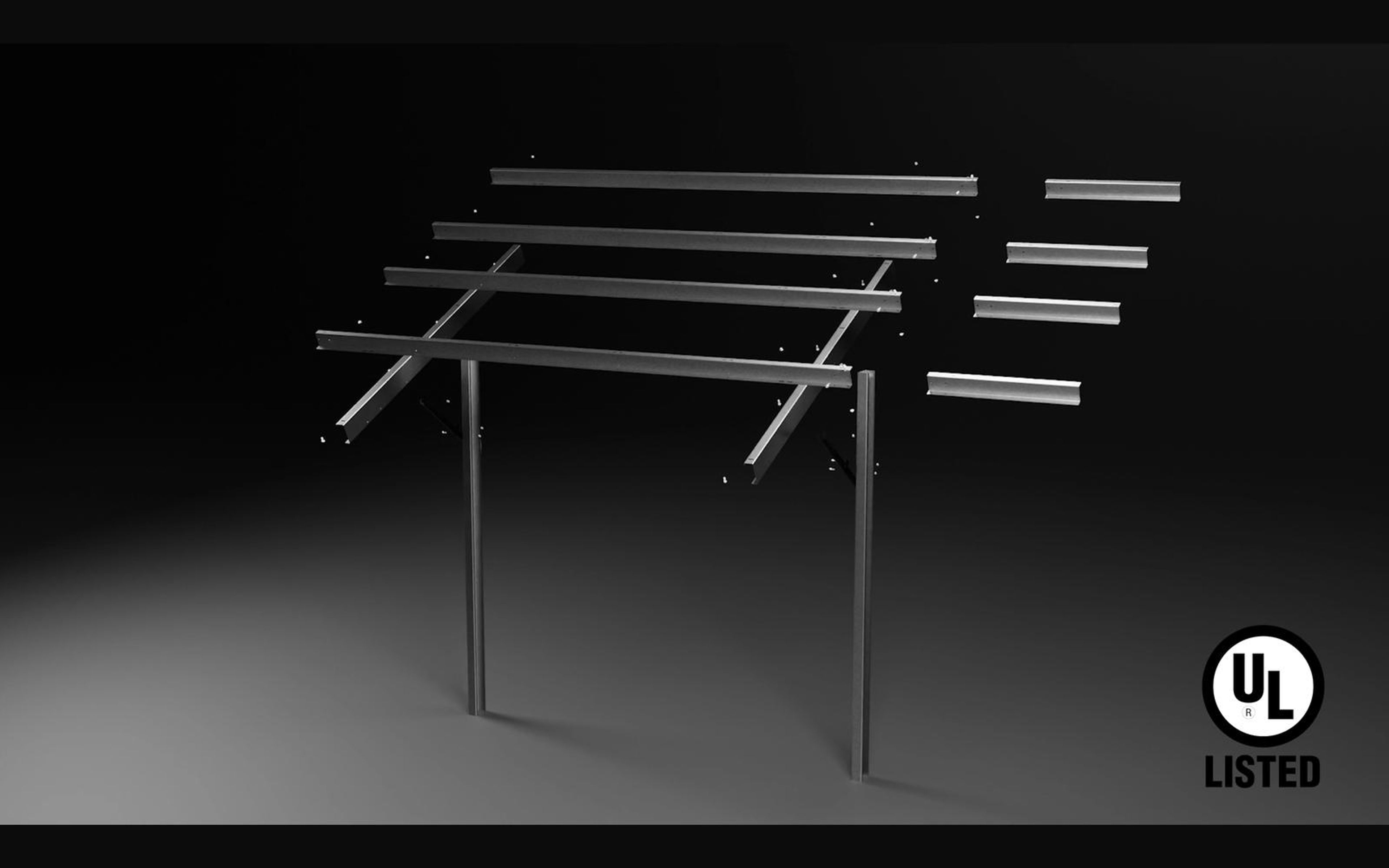Mounting frame with the UL Listed mark and separated clamps