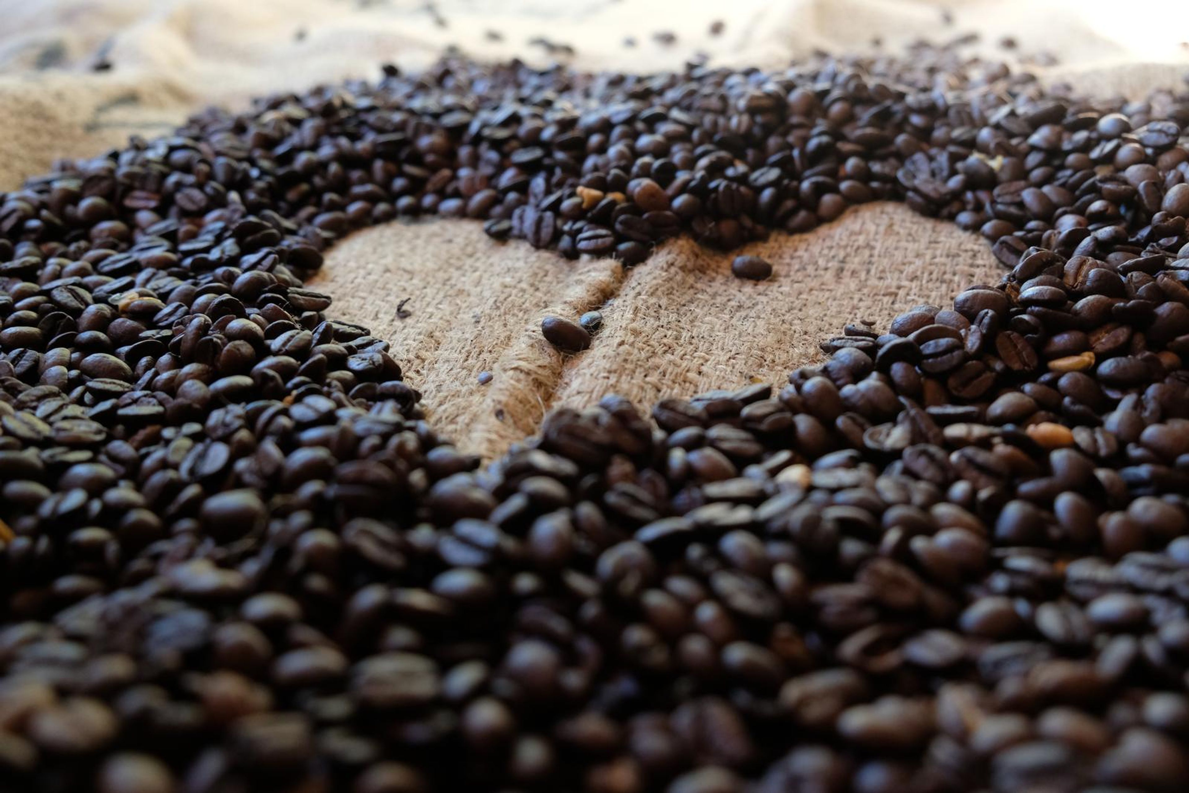 Death By Coffee creative product photography of coffee, beans and branded bags