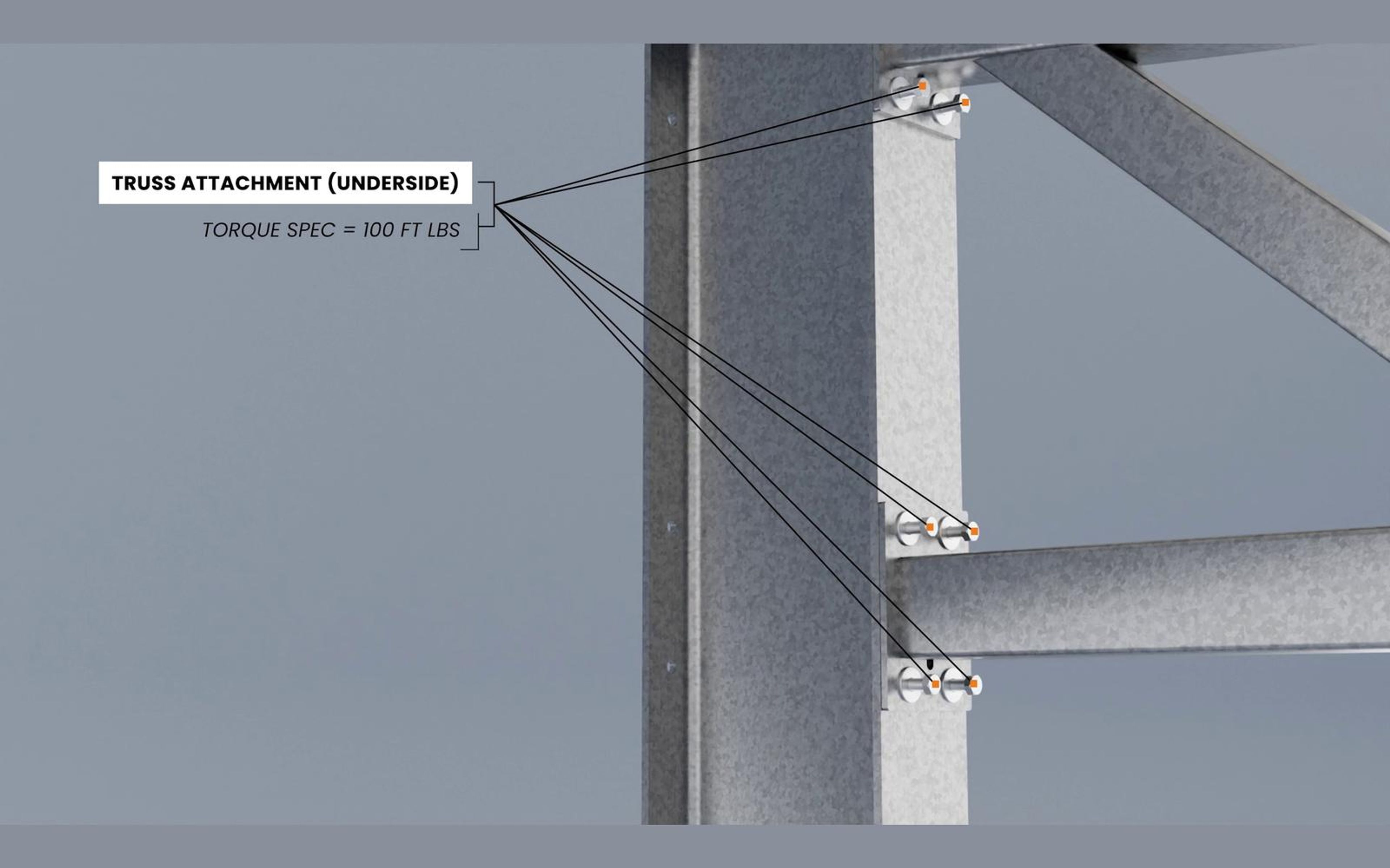 Callout naming the upper canopy truss on a carport frame