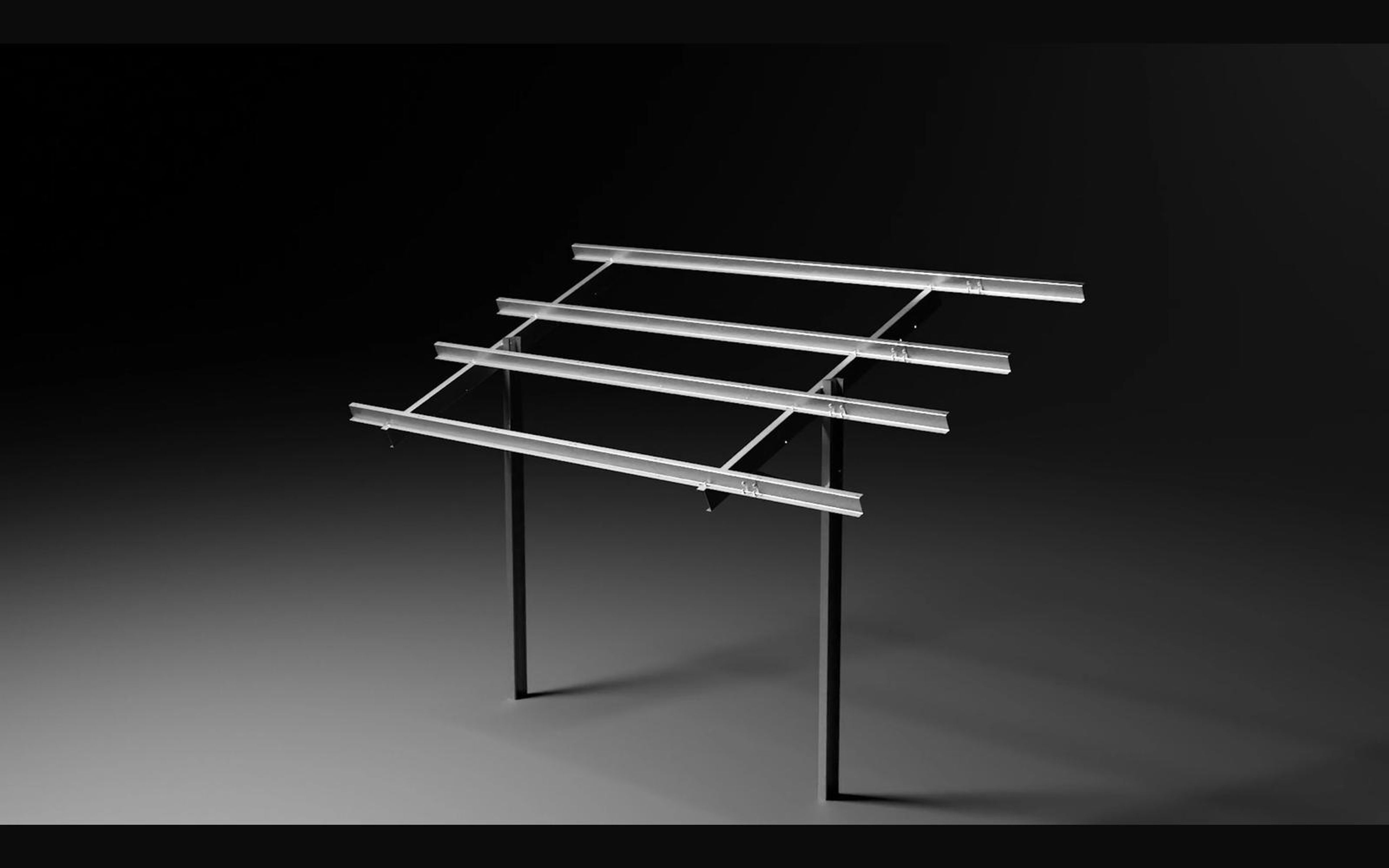 Solar mounting frame on two posts with four rails