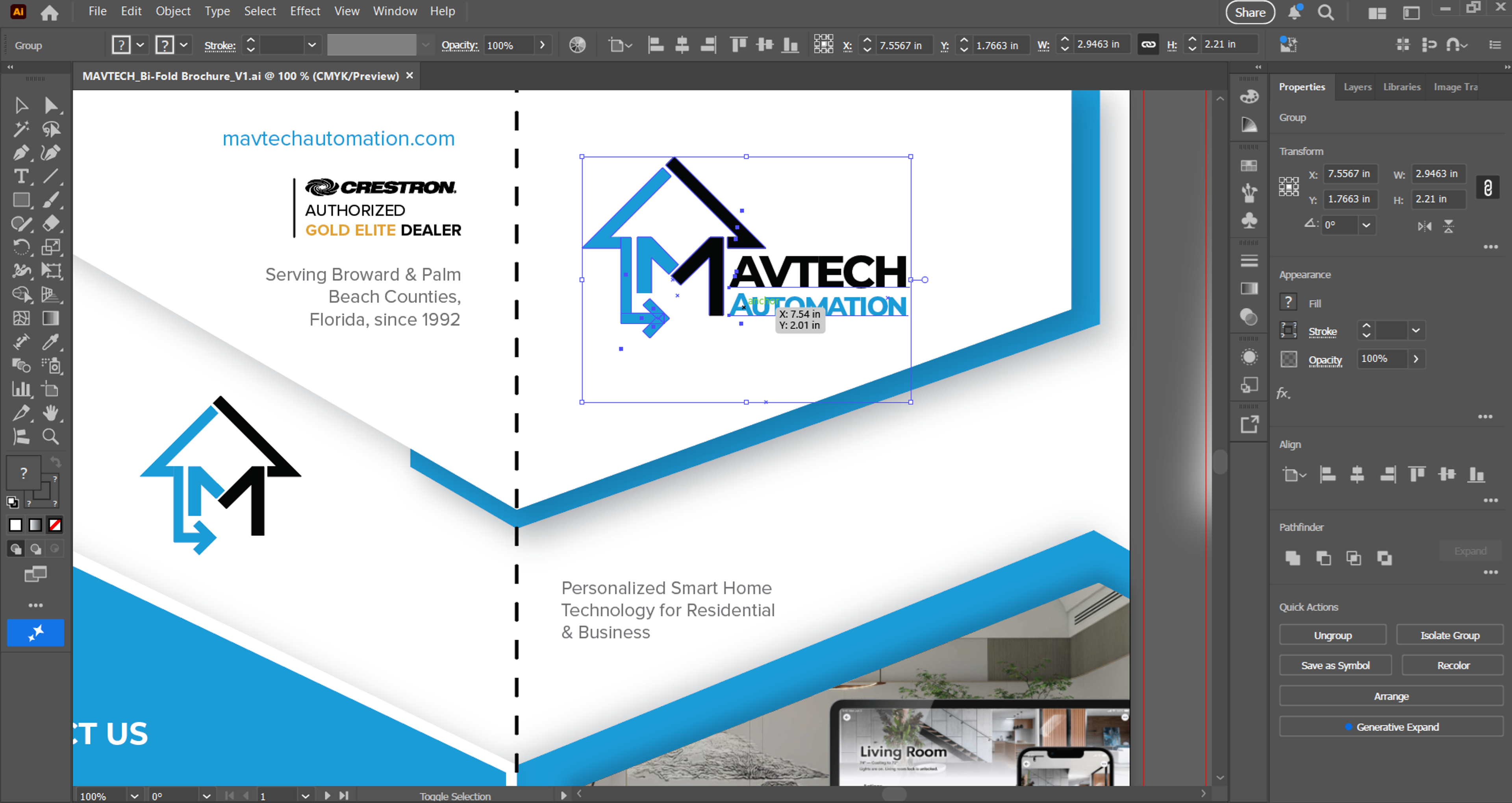 Behind the scenes, designing the MAVTECH Automation brochure in Illustrator