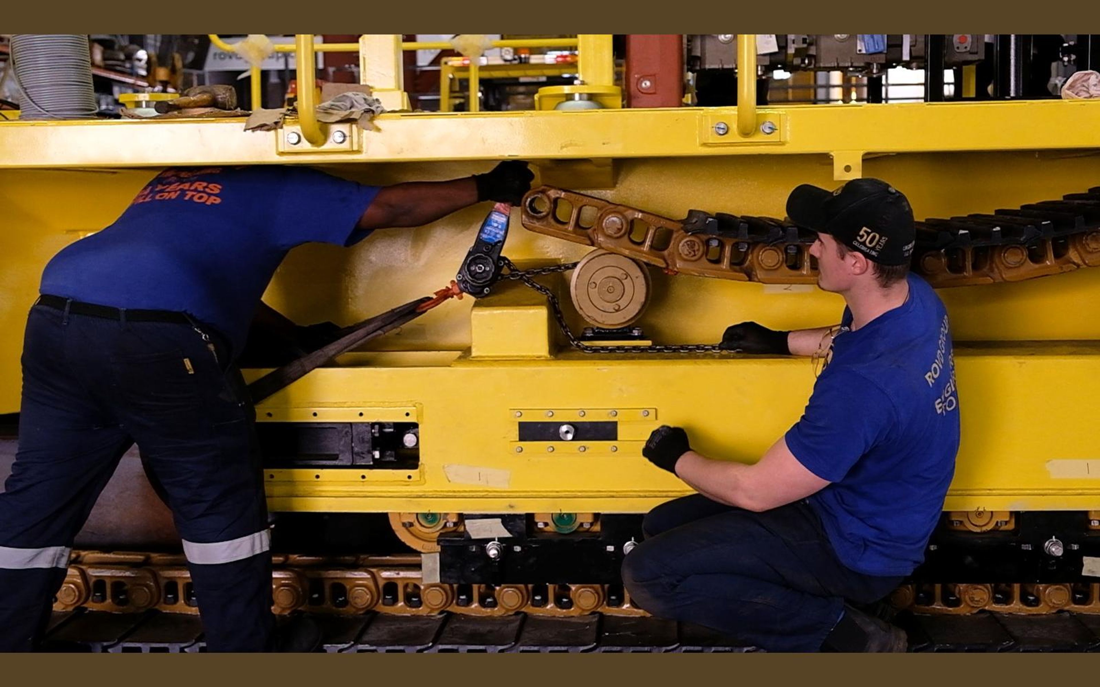 Salt harvester build, June 2022: frame, tracks and drivetrain, shoot 11