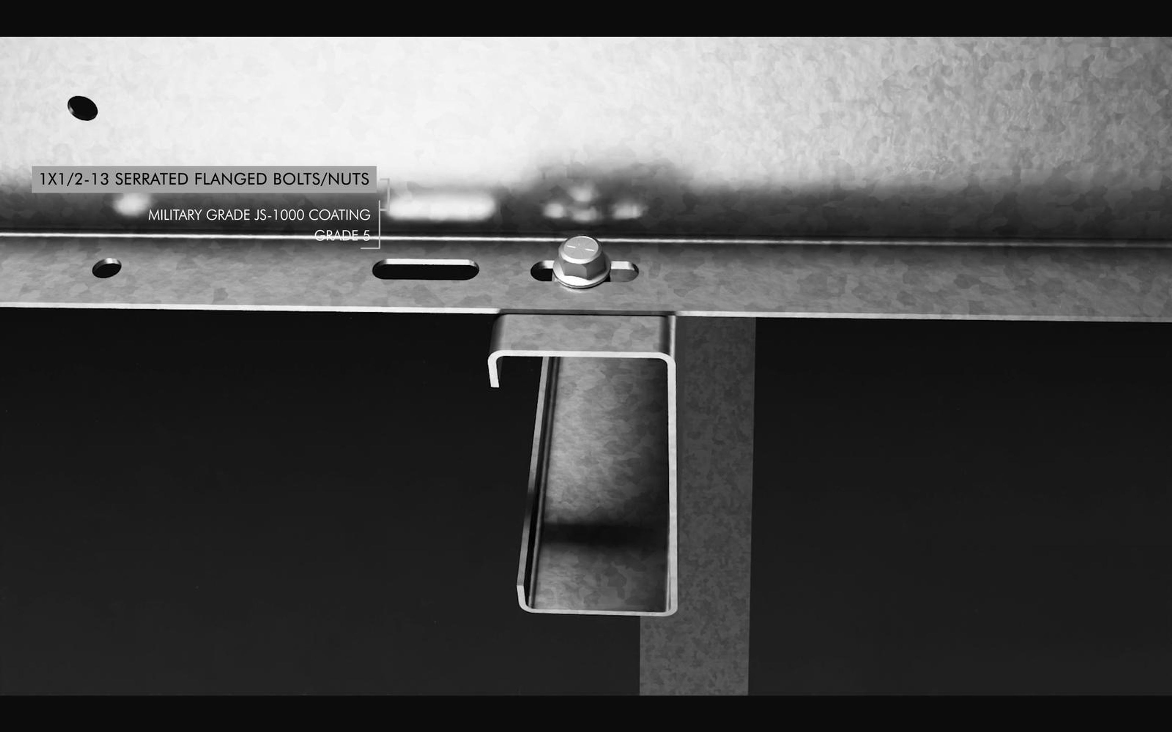 Callout on bolts and nuts where a purlin sits in a channel