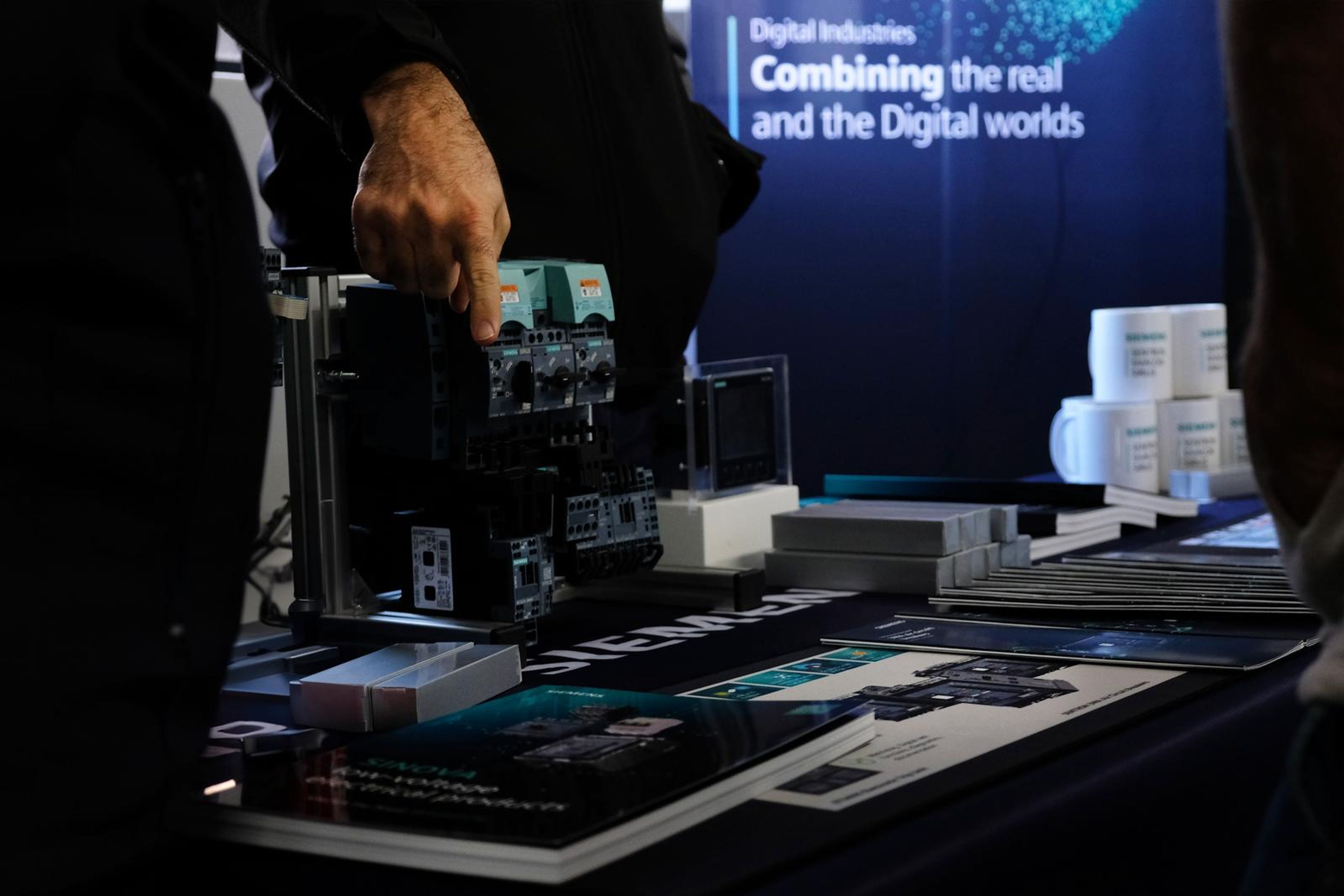 Siemens stand with a digital industries banner